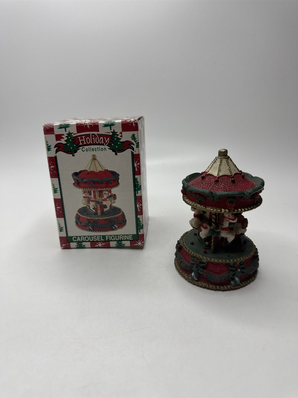 Vintage Holiday Collection Carousel Figurine /w Horses Figurine