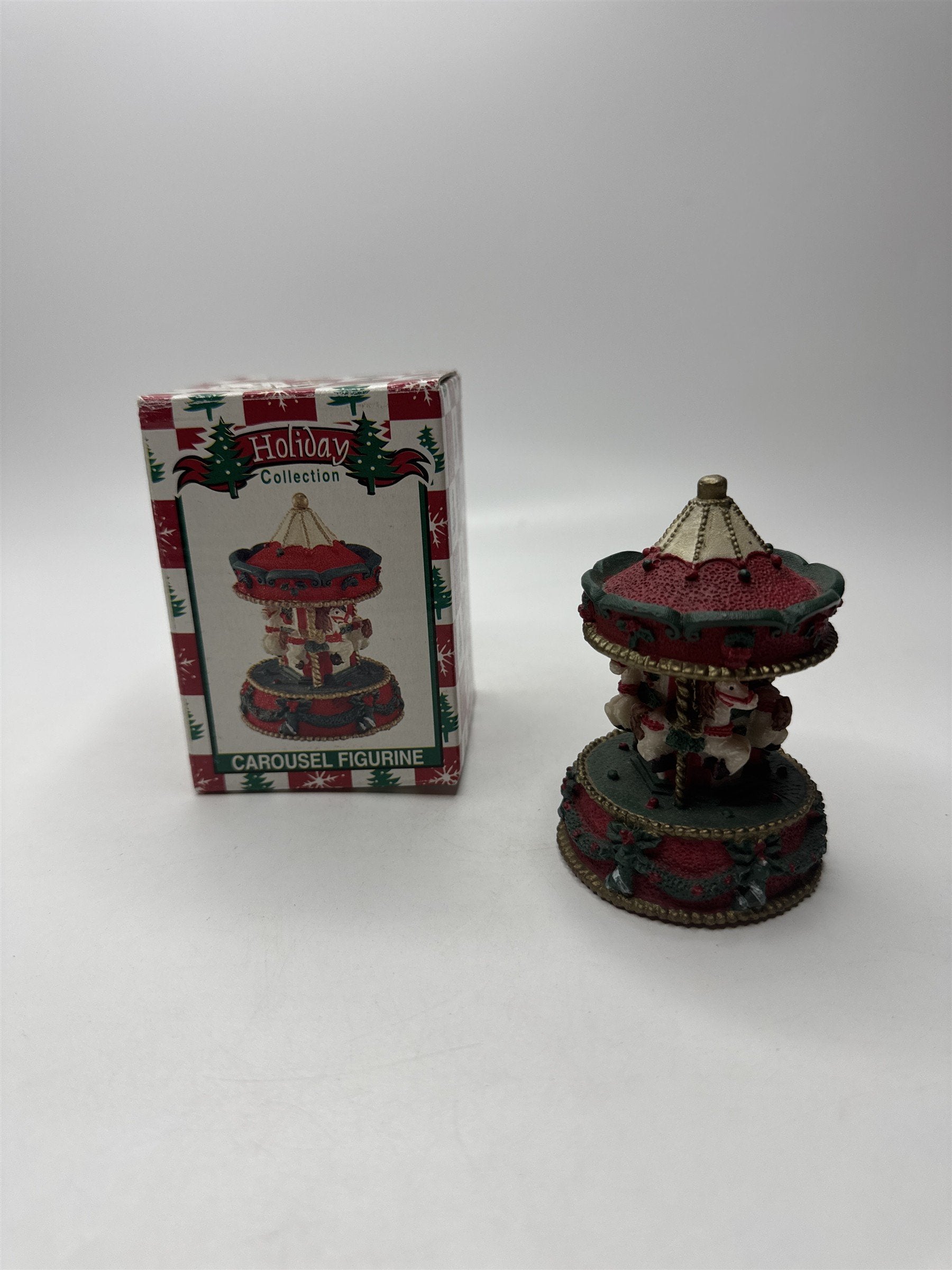 Vintage Holiday Collection Carousel Figurine /w Horses Figurine