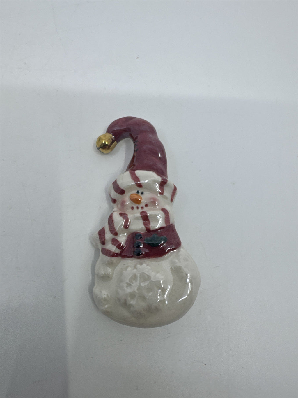 Vintage Snowman W/ Scarf and Hat Holiday Brooch Pin TBC Pottery Pin 2003