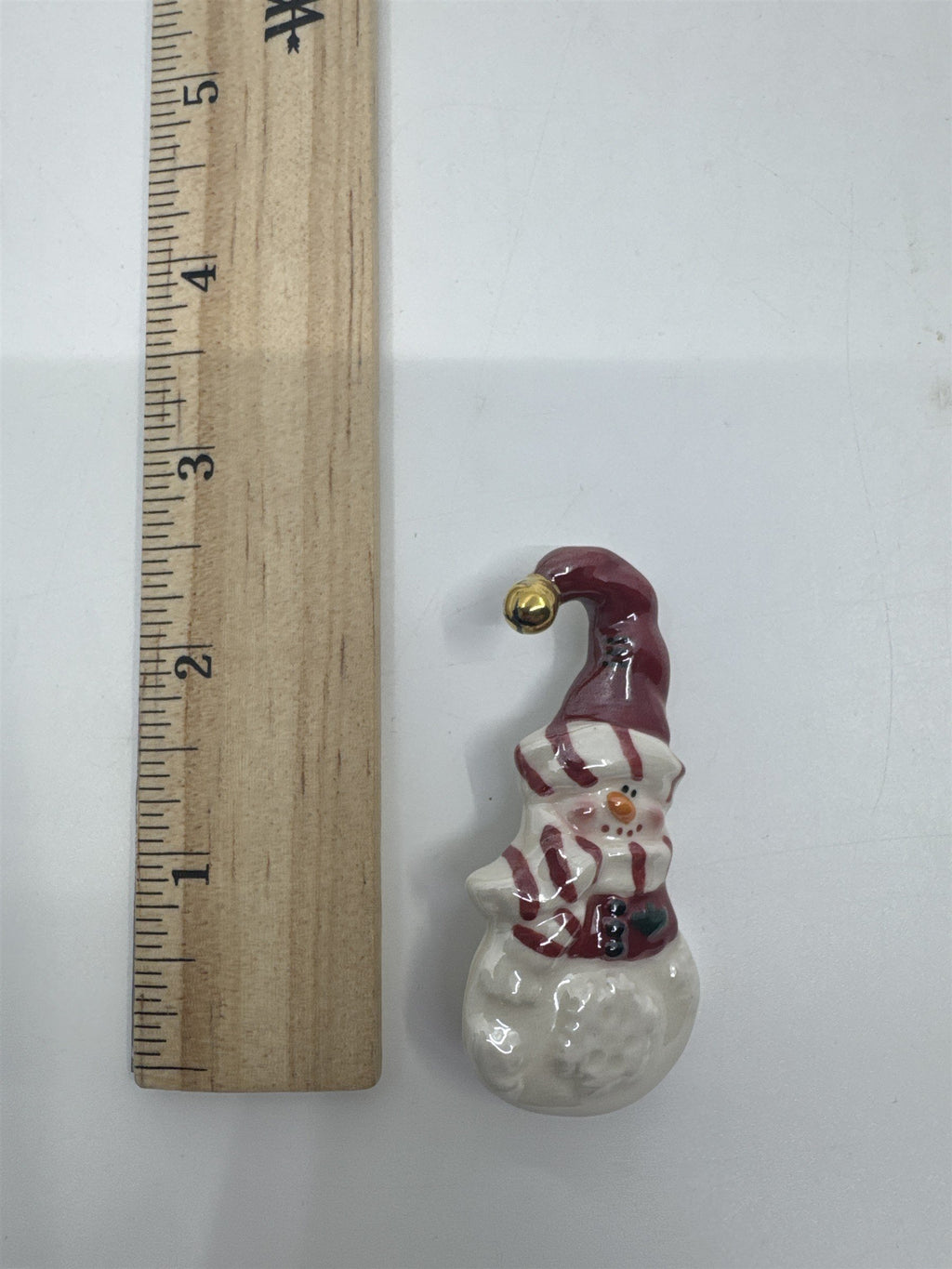 Vintage Snowman W/ Scarf and Hat Holiday Brooch Pin TBC Pottery Pin 2003