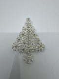 Vintage White And Silver Christmas Tree Snowflake Brooch Pin Holiday Jewelry