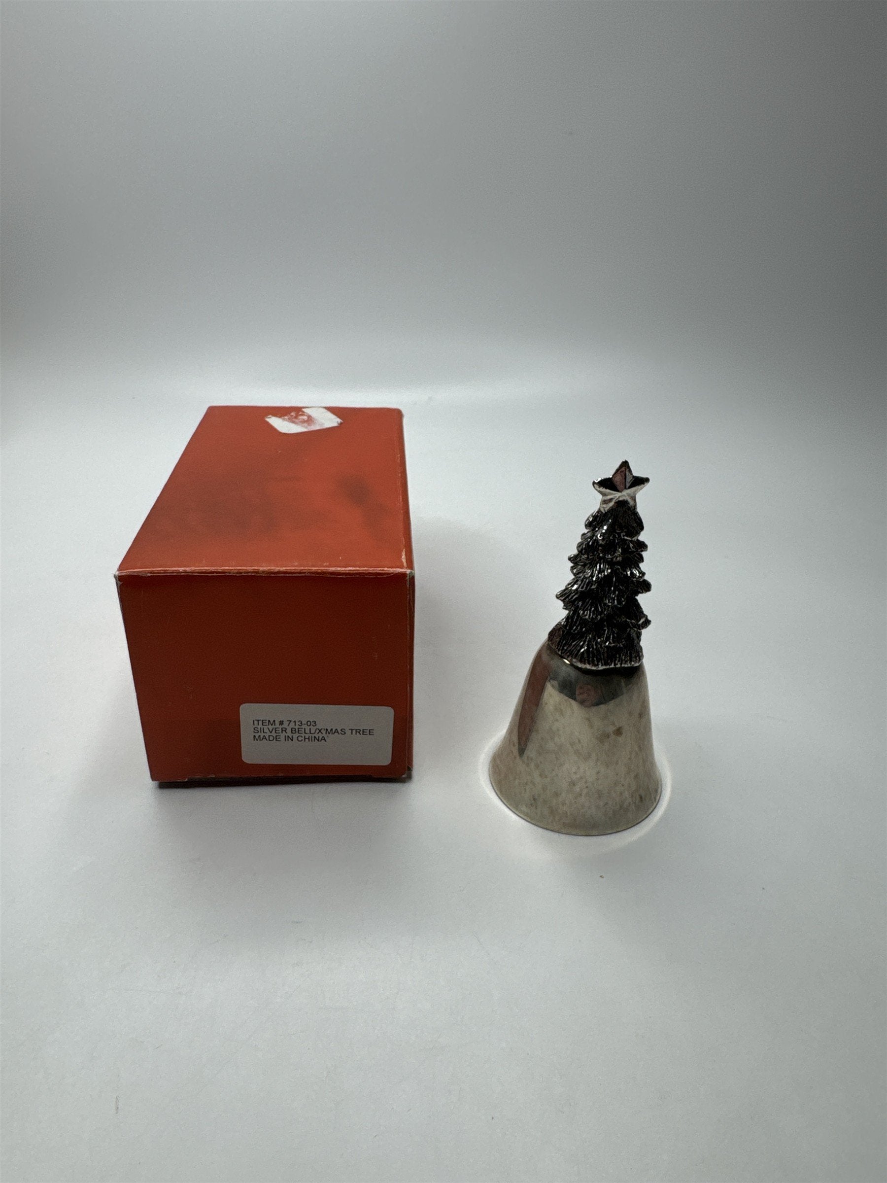 Vintage Silverplate Christmas Tree Bell 3-1/2" Tall Table Dinner Bell