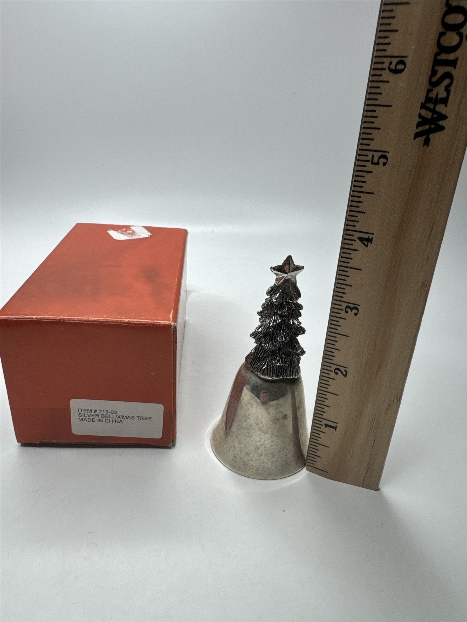 Vintage Silverplate Christmas Tree Bell 3-1/2" Tall Table Dinner Bell