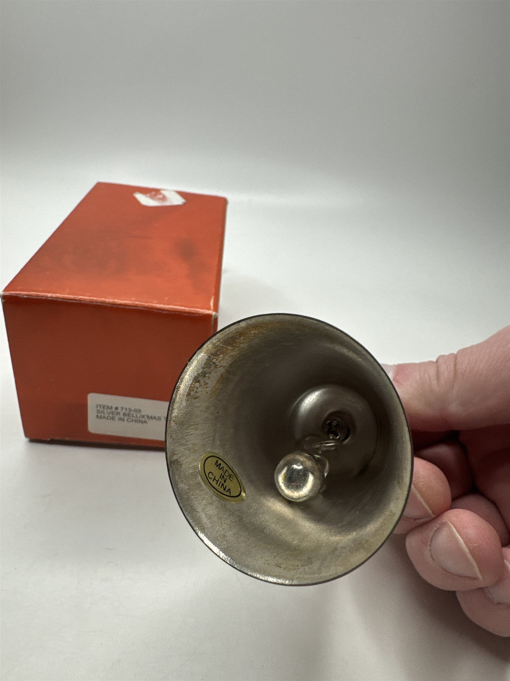 Vintage Silverplate Christmas Tree Bell 3-1/2" Tall Table Dinner Bell