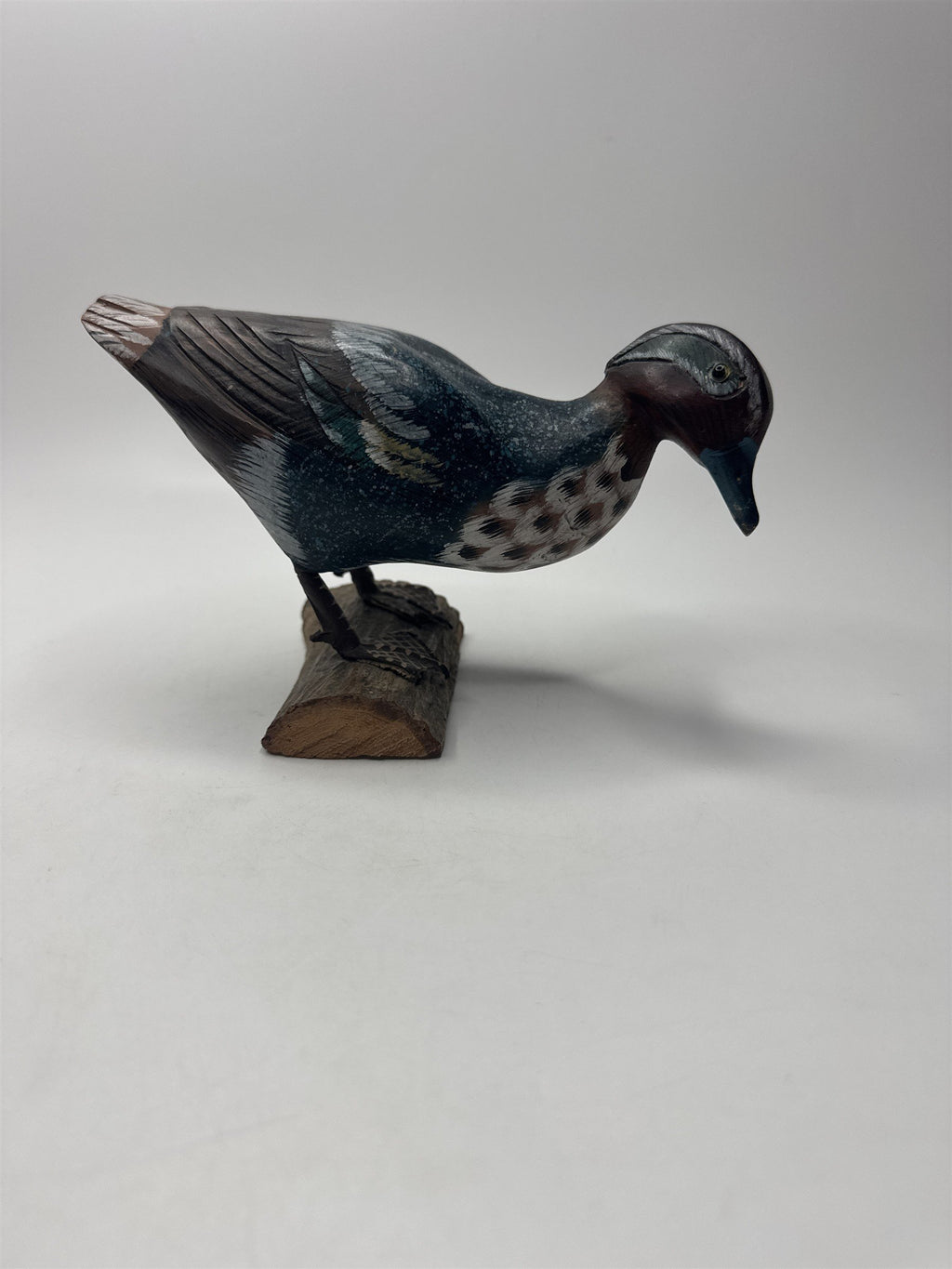 Vintage Wooden Duck Decoy Wood Duck Carved Hand Painted Duck Mallard Figure