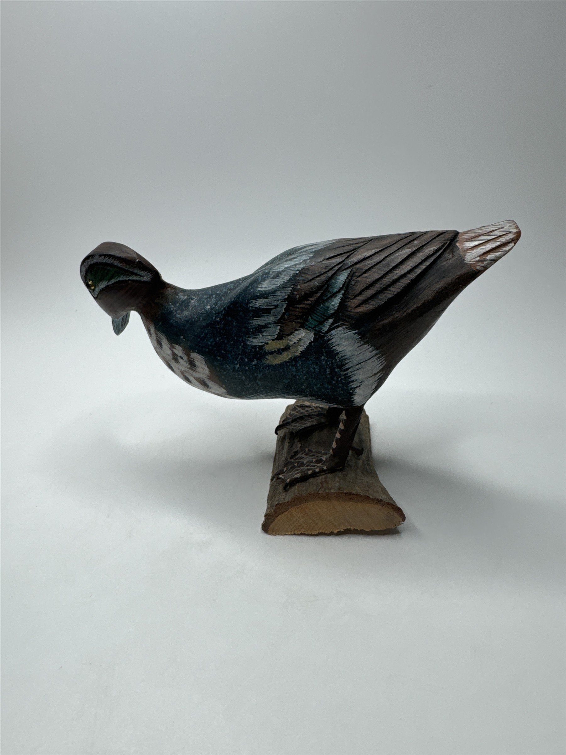 Vintage Wooden Duck Decoy Wood Duck Carved Hand Painted Duck Mallard Figure