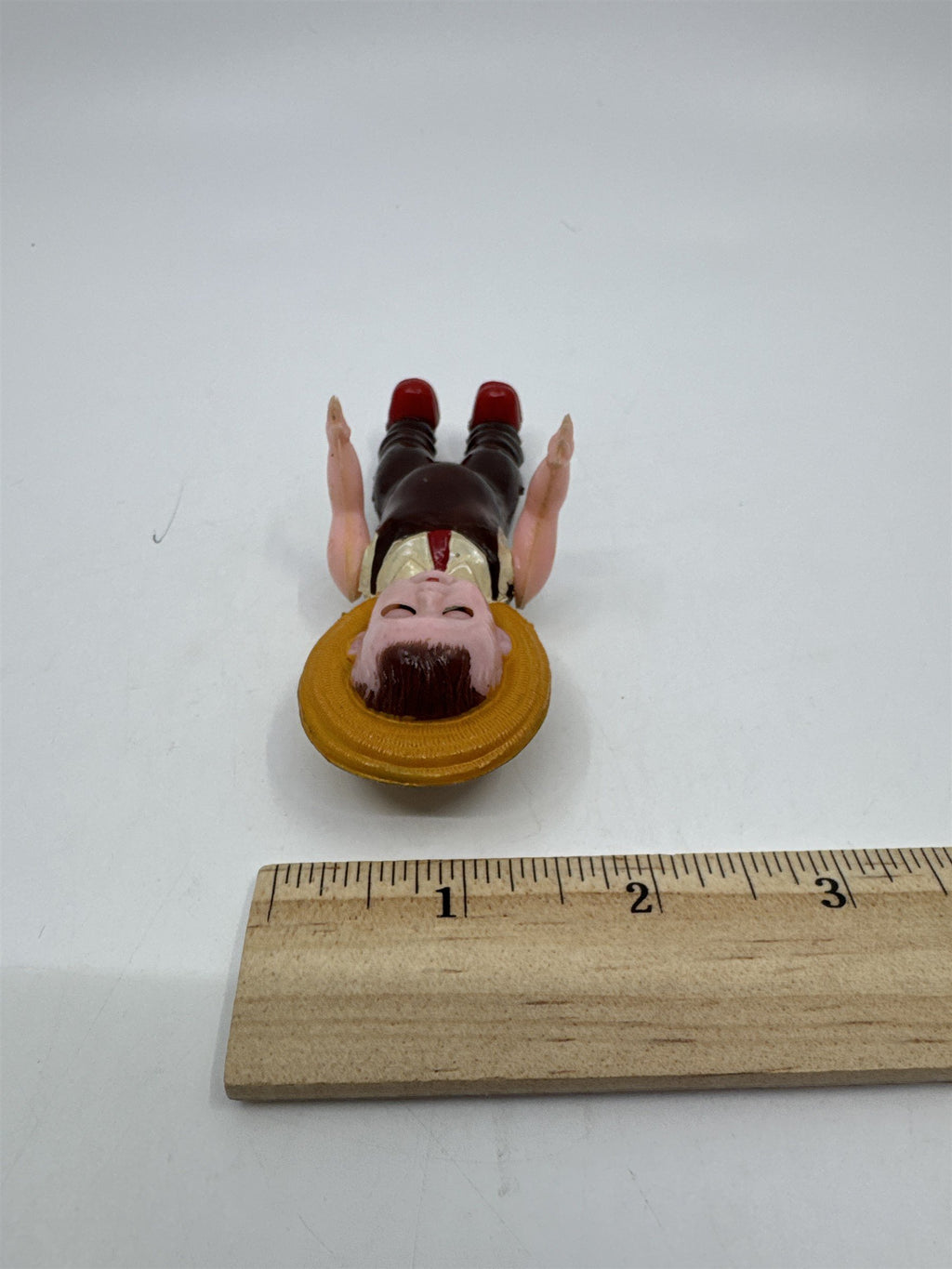 Vintage Plastic Toy Small Farmer Boy W/ Hat Articulating Eyes Hong Kong