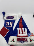 New York Giants NFL Red And Blue Plush Christmas Stocking And Hat Set