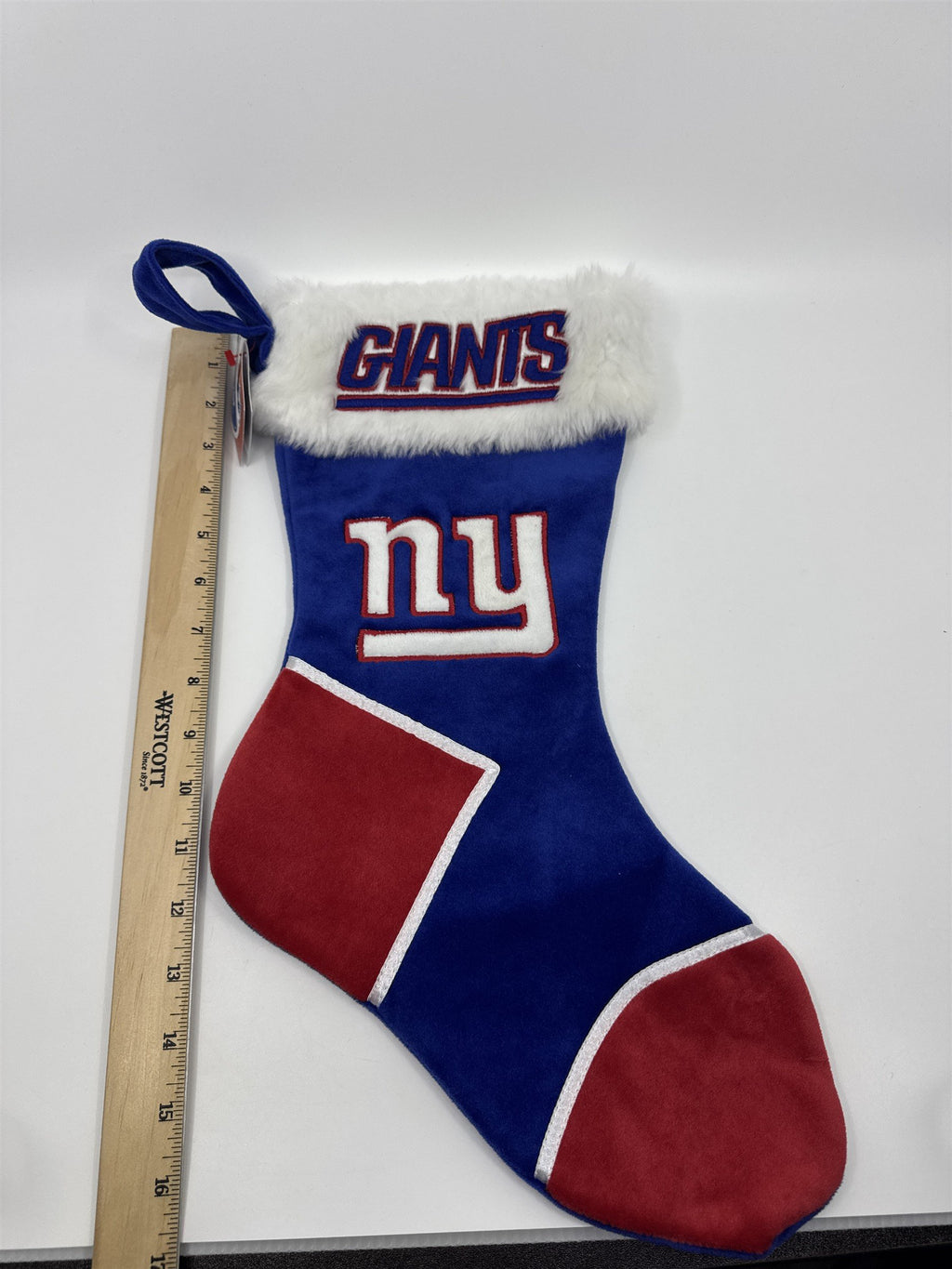New York Giants NFL Red And Blue Plush Christmas Stocking And Hat Set