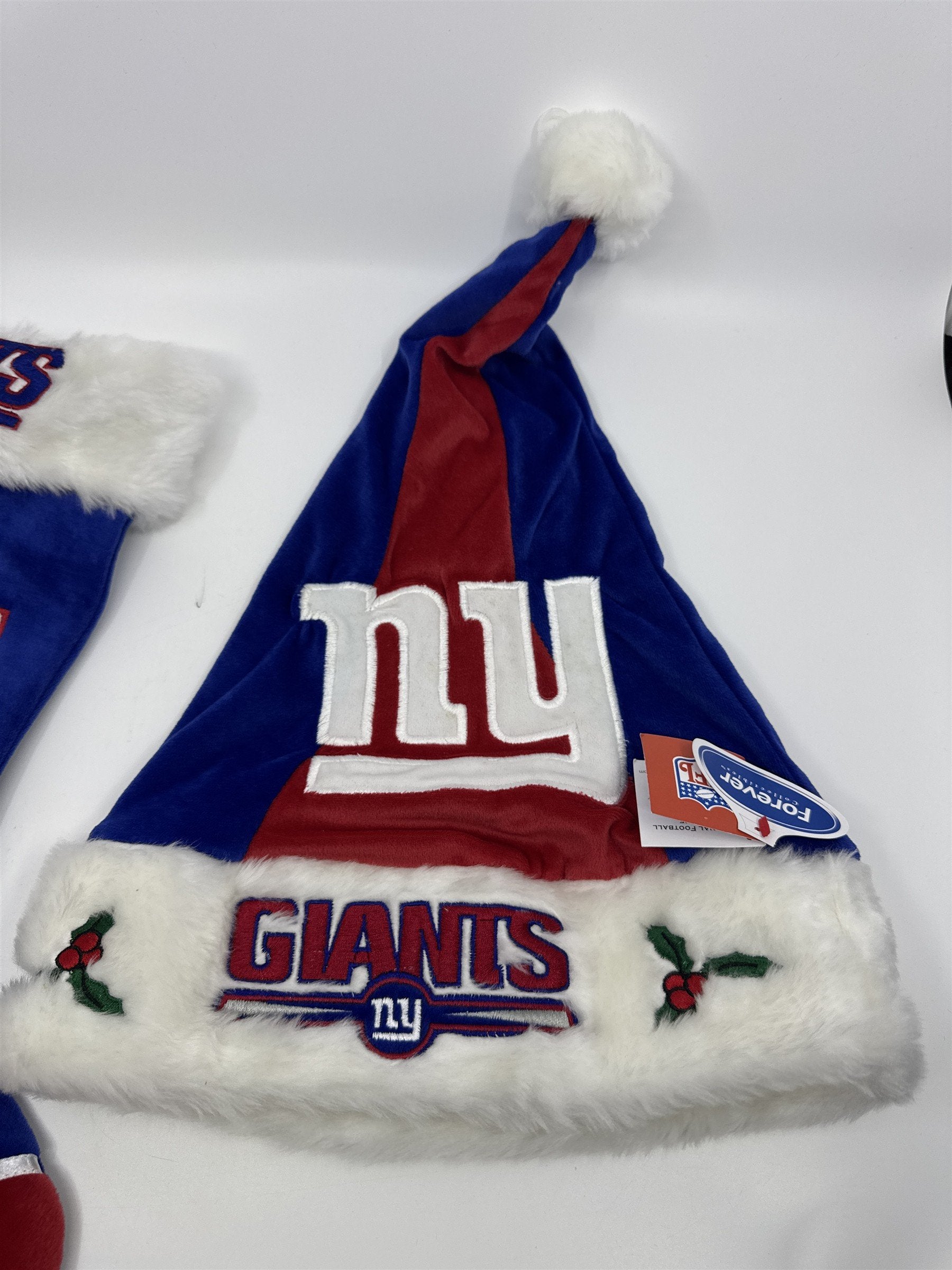 New York Giants NFL Red And Blue Plush Christmas Stocking And Hat Set
