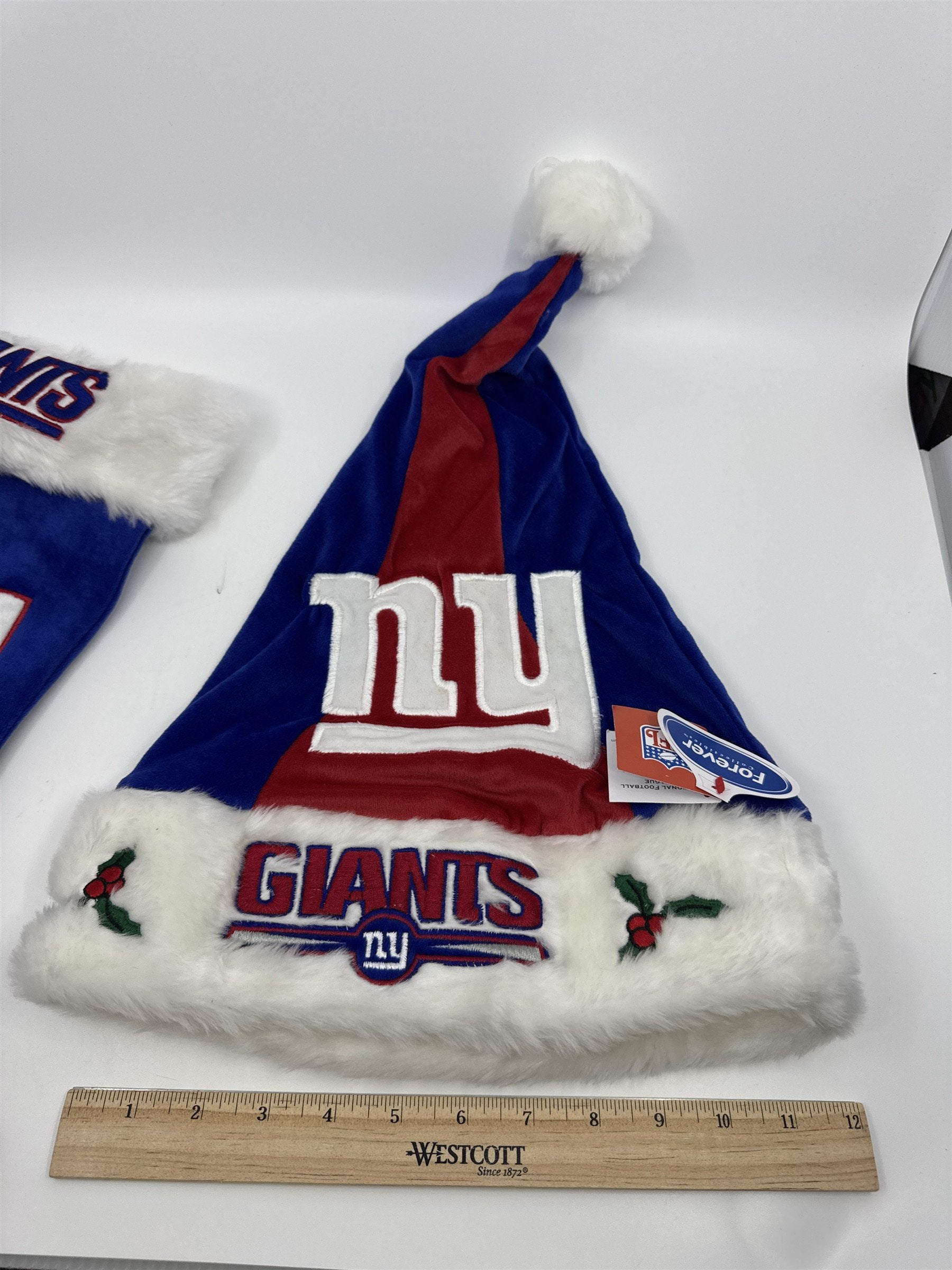 New York Giants NFL Red And Blue Plush Christmas Stocking And Hat Set