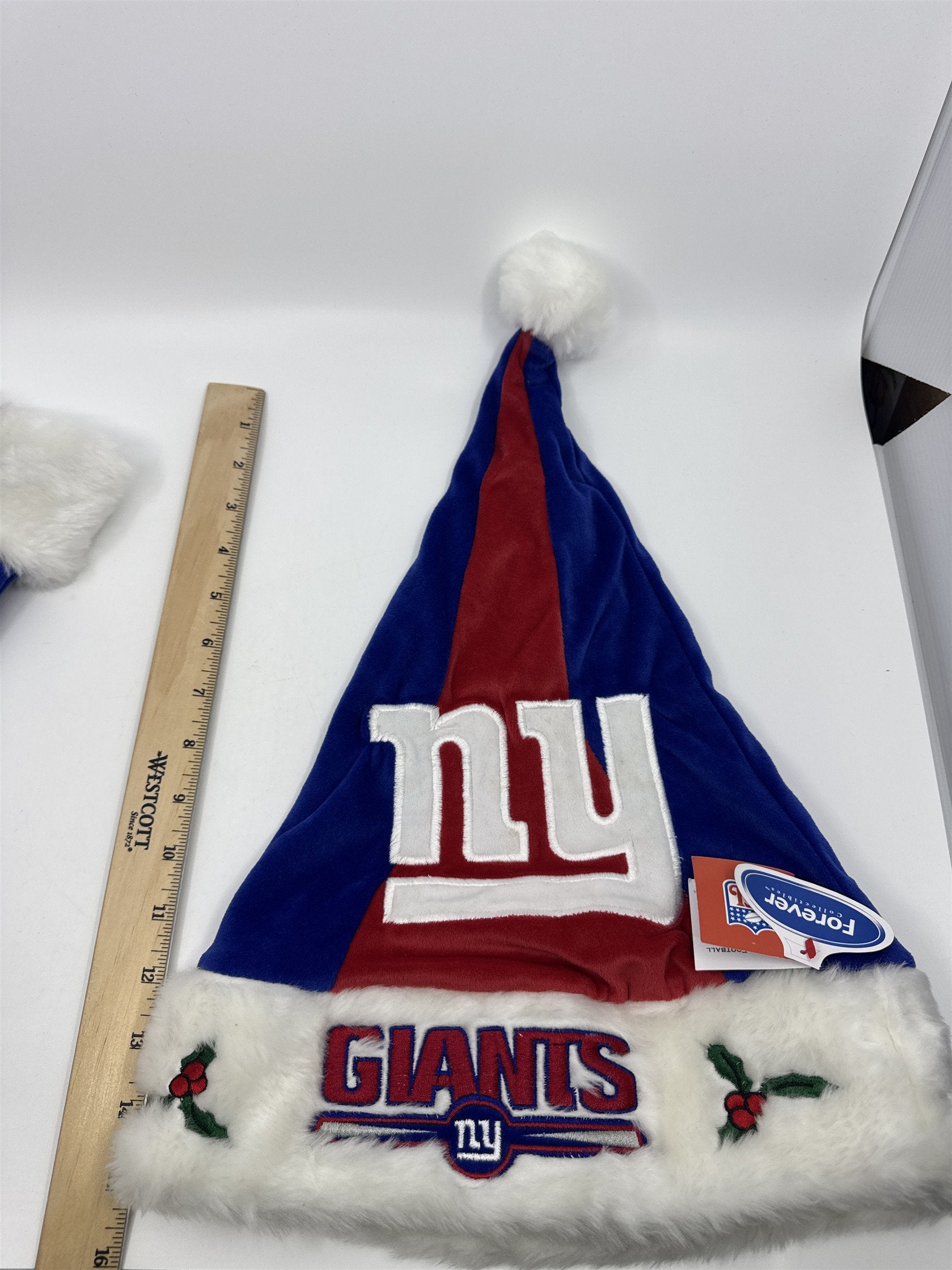 New York Giants NFL Red And Blue Plush Christmas Stocking And Hat Set