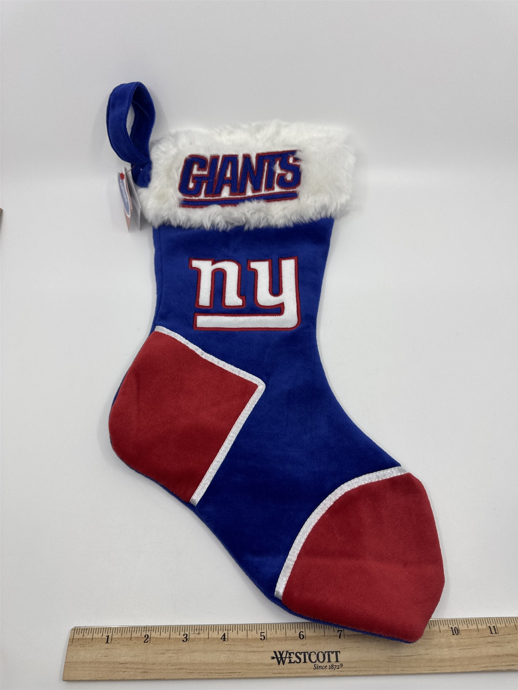 New York Giants NFL Red And Blue Plush Christmas Stocking And Hat Set
