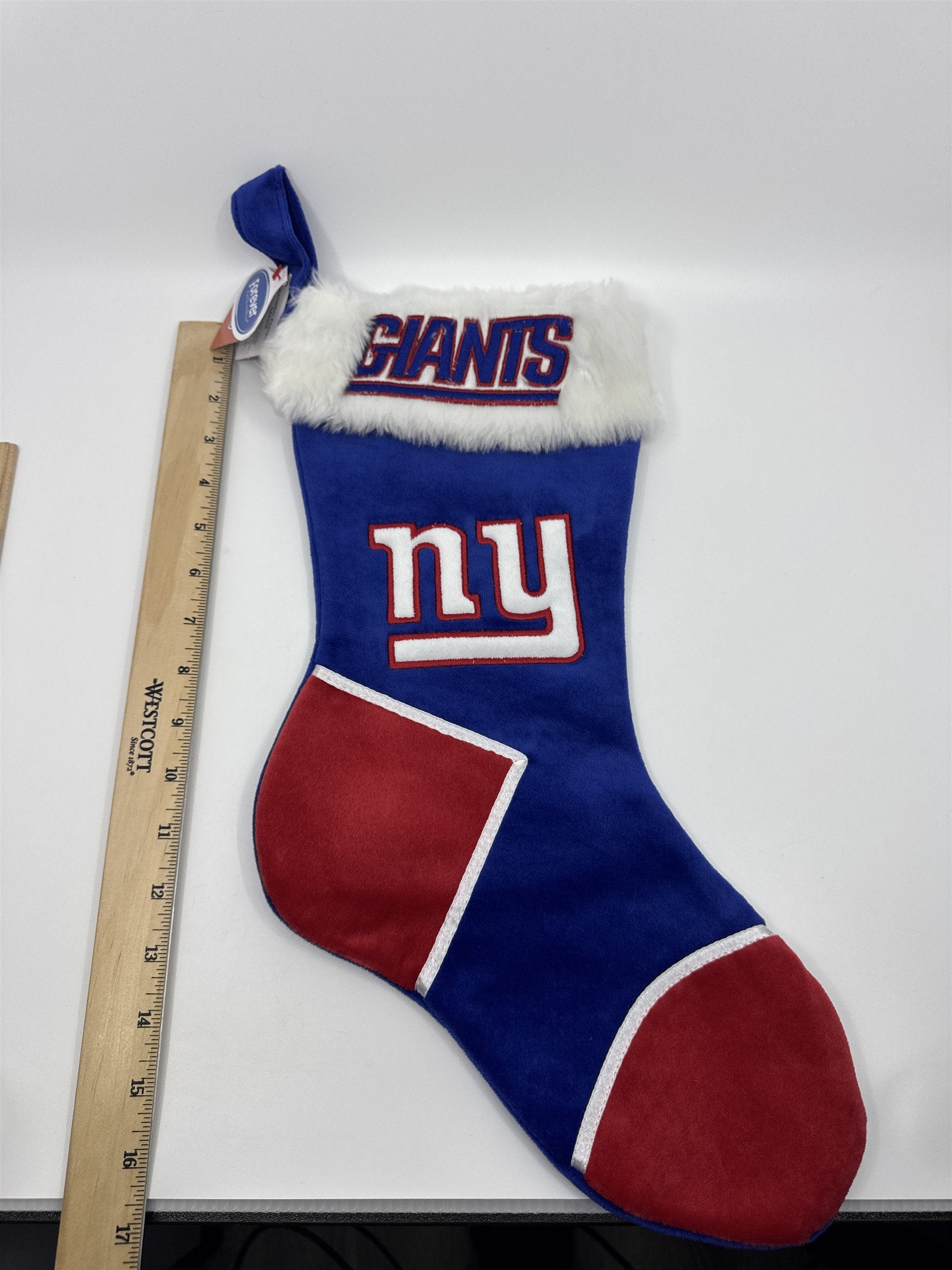 New York Giants NFL Red And Blue Plush Christmas Stocking And Hat Set