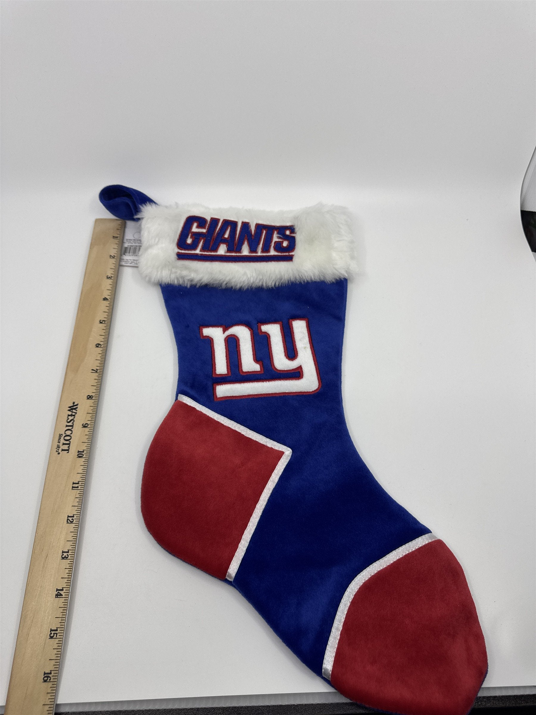 New York Giants NFL Red And Blue Plush Christmas Stocking And Hat Set