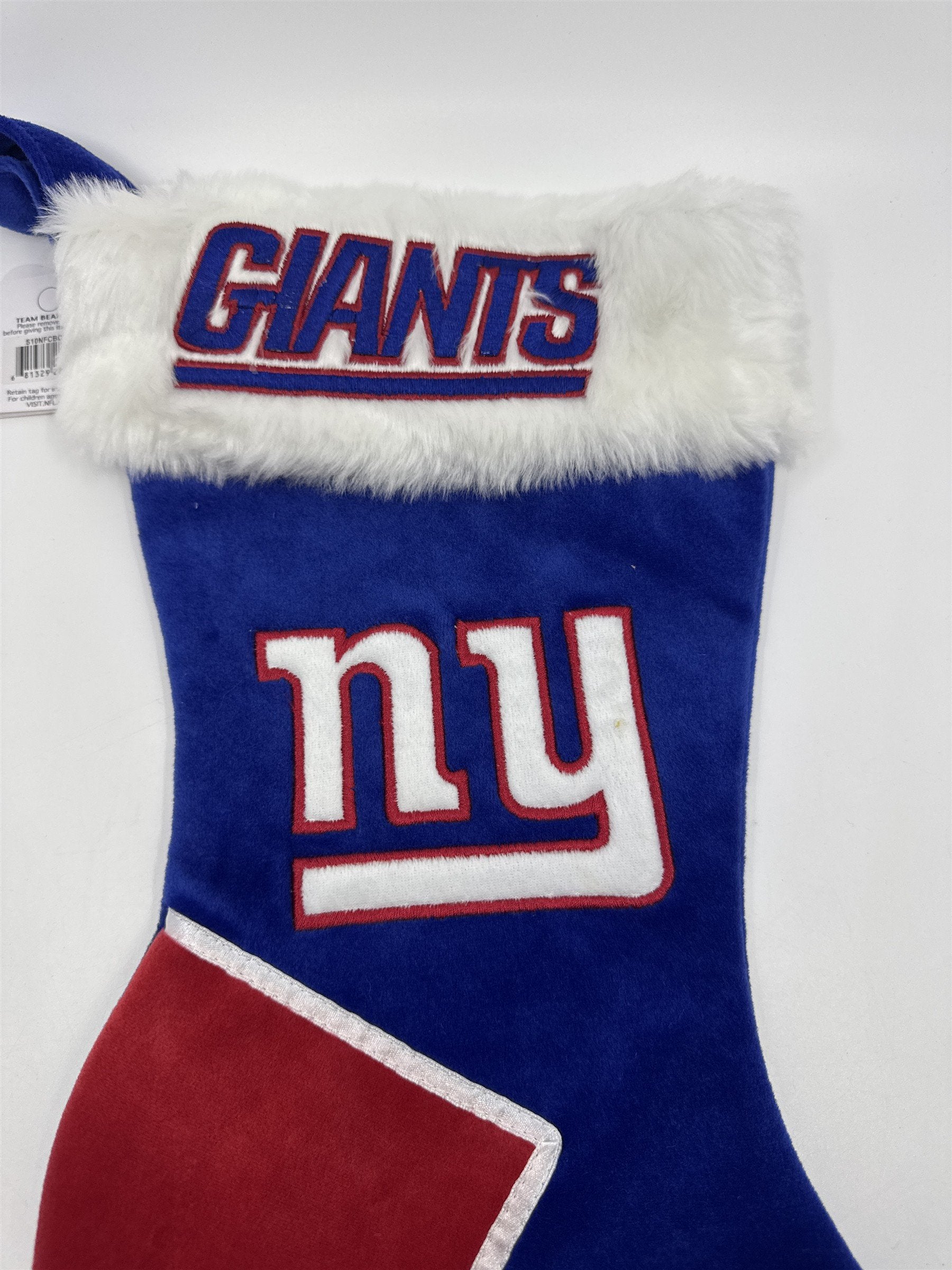 New York Giants NFL Red And Blue Plush Christmas Stocking And Hat Set