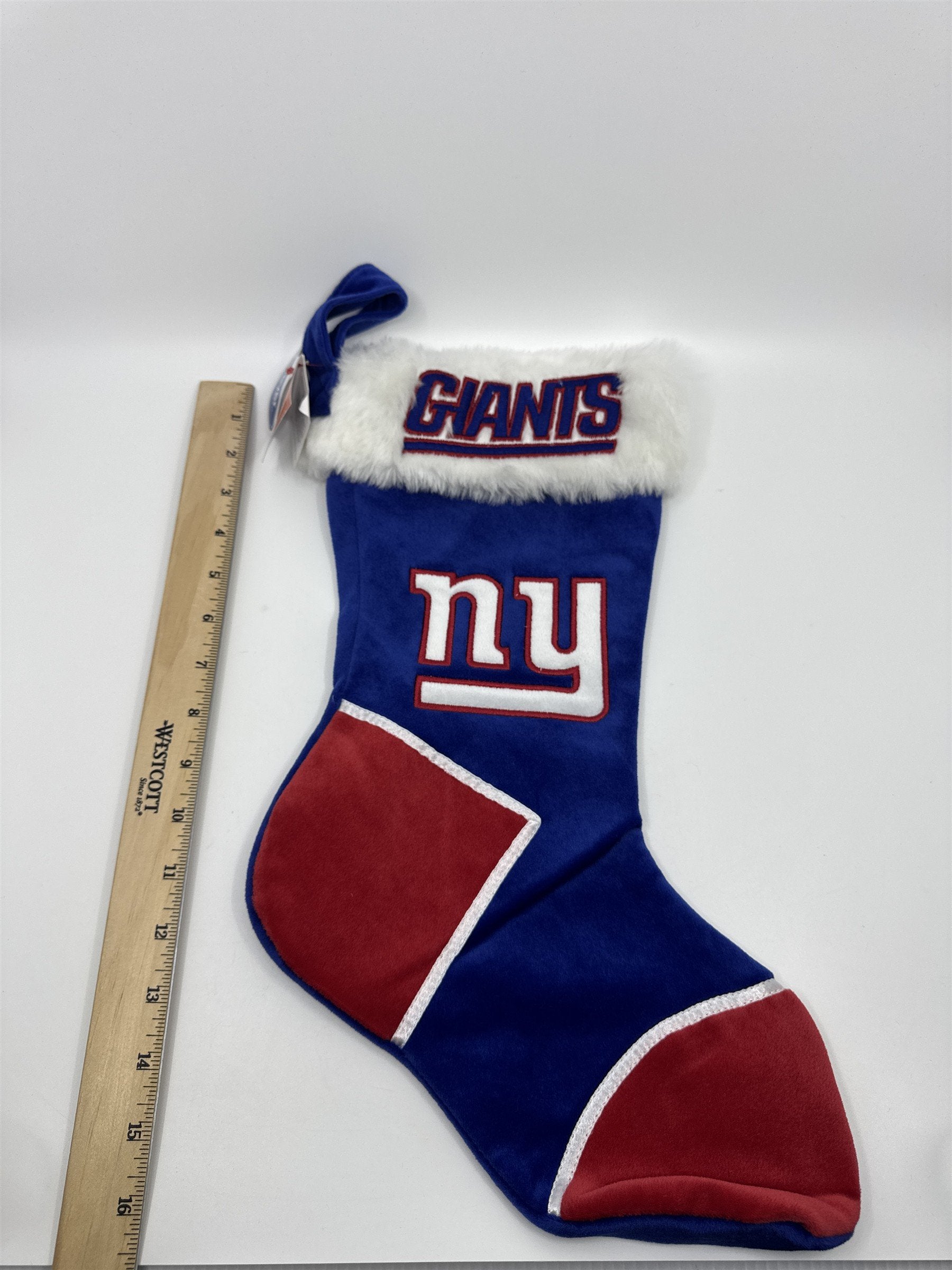 New York Giants NFL Red And Blue Plush Christmas Stocking And Hat Set