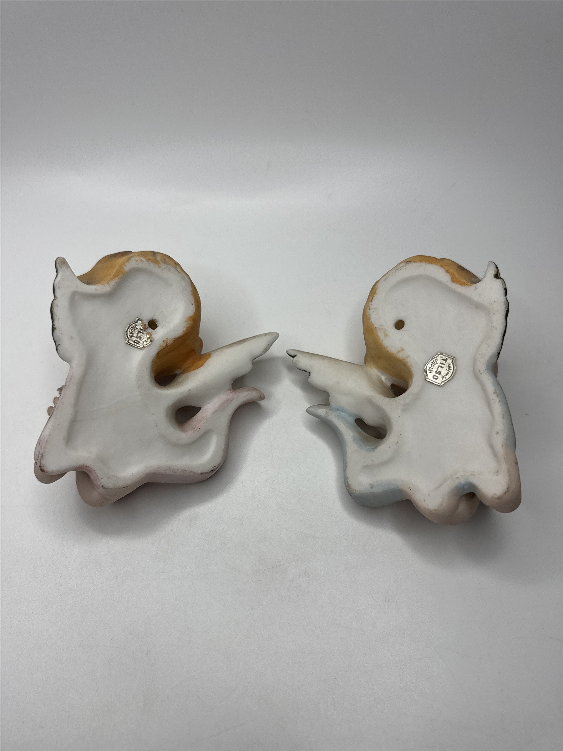 Set of 2 Tilso Japan Porcelain Hanging Angels Flowers Floral Angels