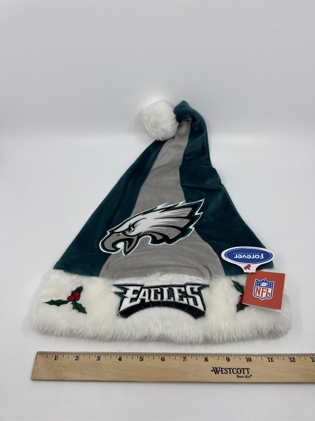 Philadelphia Eagles NFL Green And Grey Plush Christmas Stocking And Hat Set