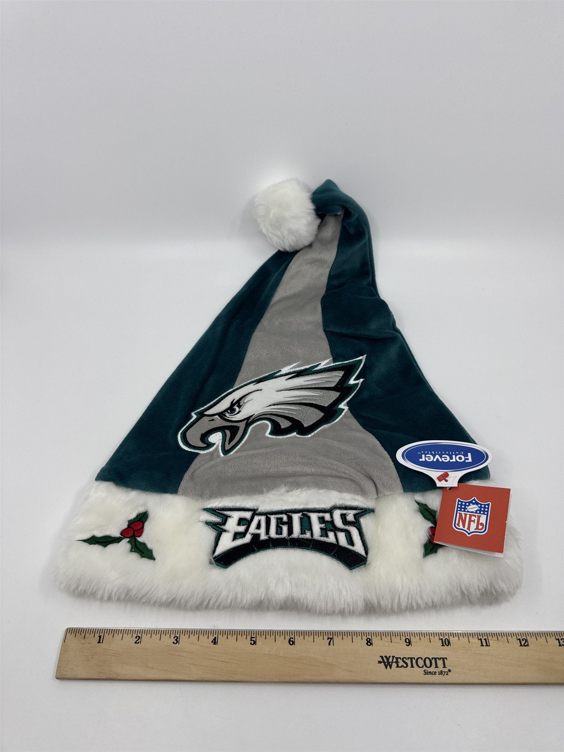 Philadelphia Eagles NFL Green And Grey Plush Christmas Stocking And Hat Set