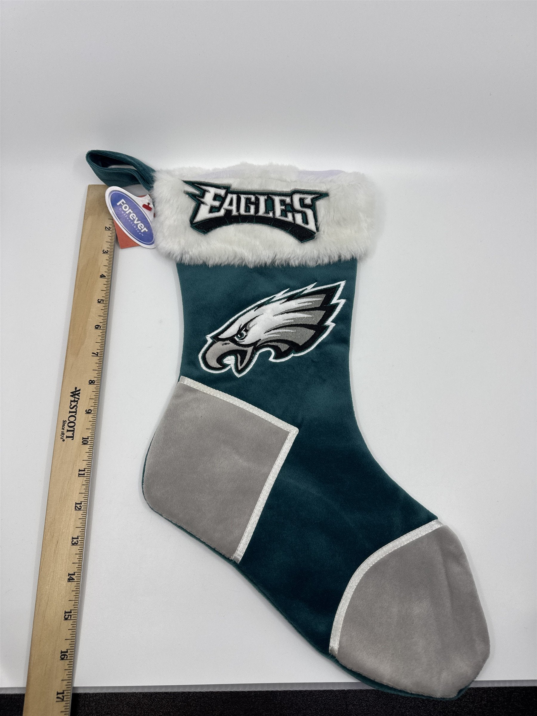 Philadelphia Eagles NFL Green And Grey Plush Christmas Stocking And Hat Set