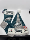 Philadelphia Eagles NFL Green And Grey Plush Christmas Stocking And Hat Set