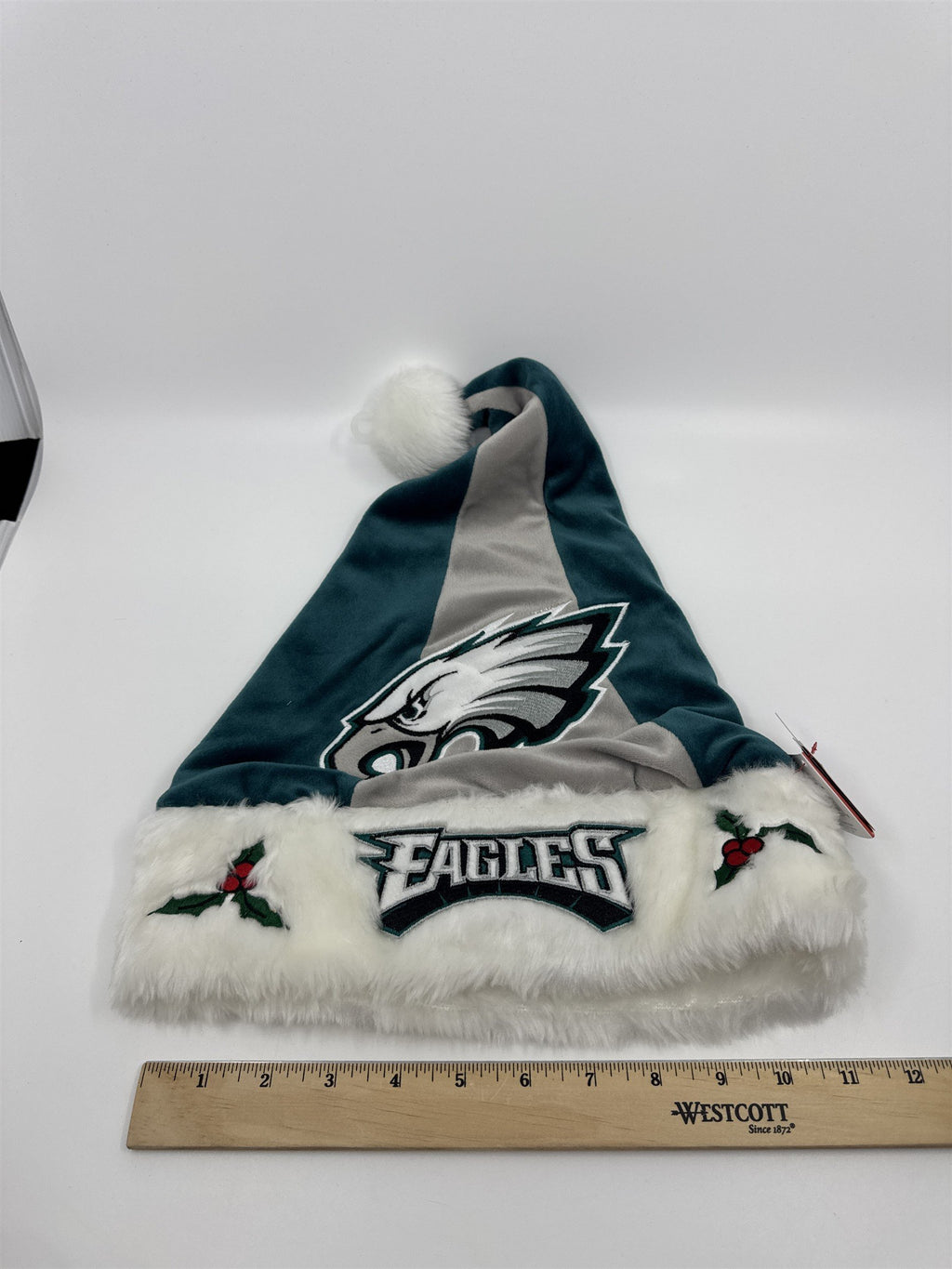 Philadelphia Eagles NFL Green And Grey Plush Christmas Stocking And Hat Set