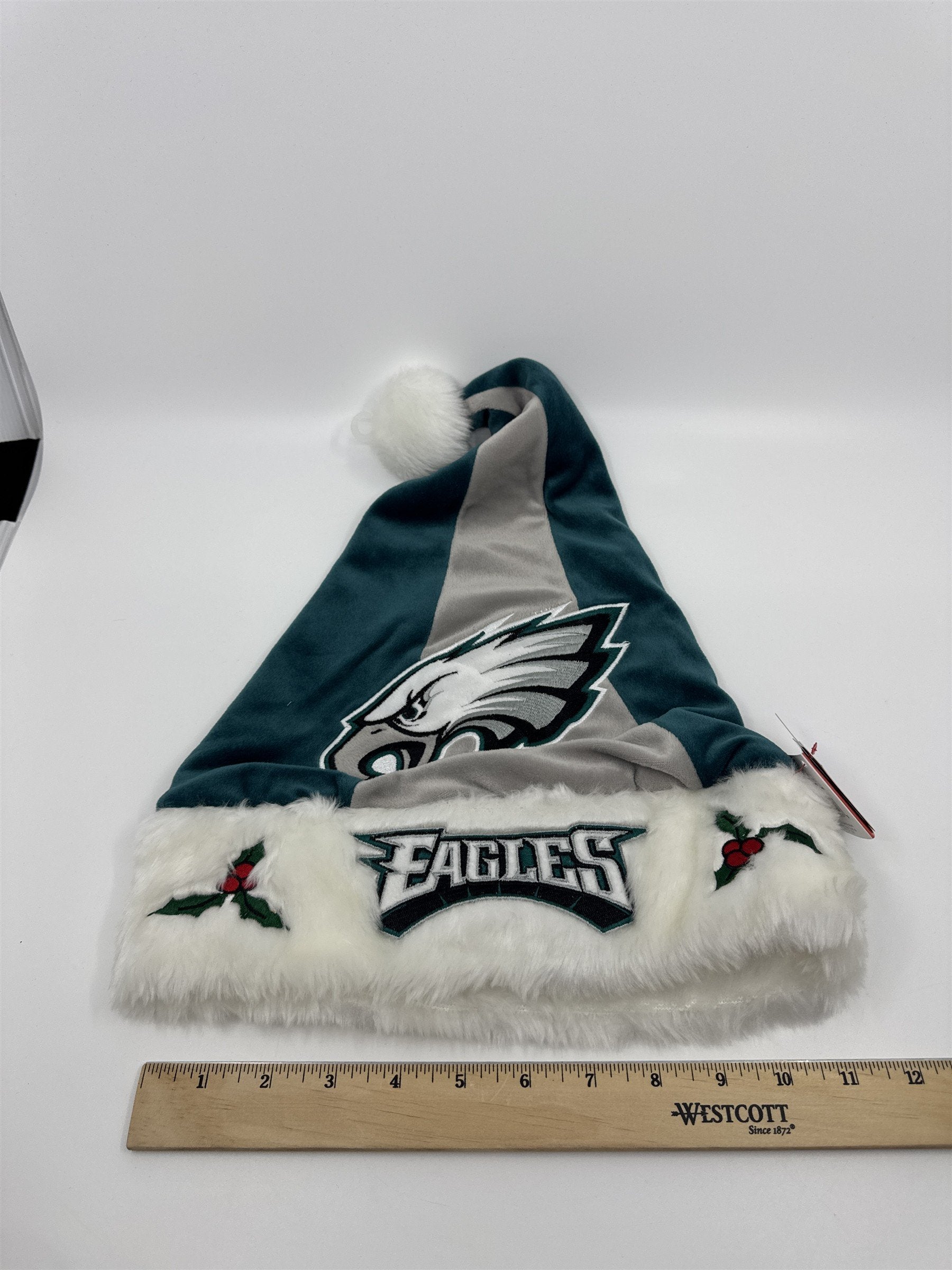 Philadelphia Eagles NFL Green And Grey Plush Christmas Stocking And Hat Set