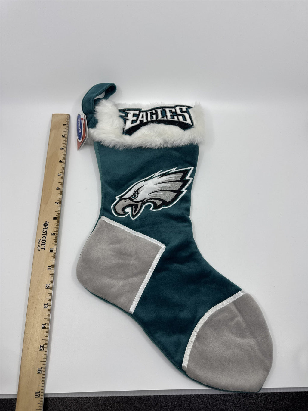 Philadelphia Eagles NFL Green And Grey Plush Christmas Stocking And Hat Set