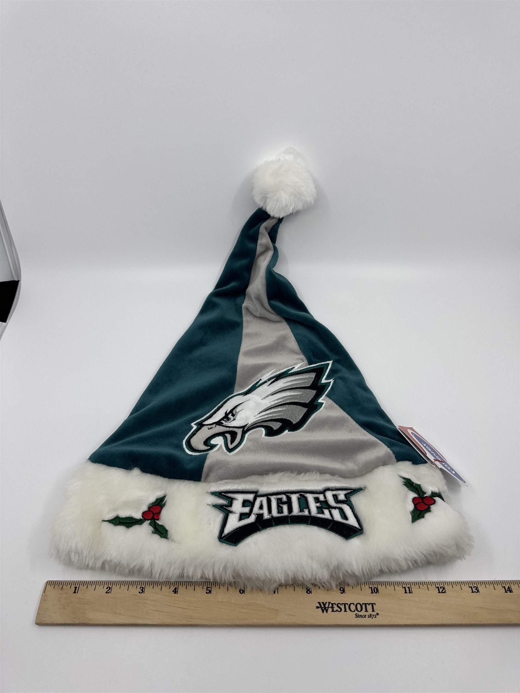 Philadelphia Eagles NFL Green And Grey Plush Christmas Stocking And Hat Set