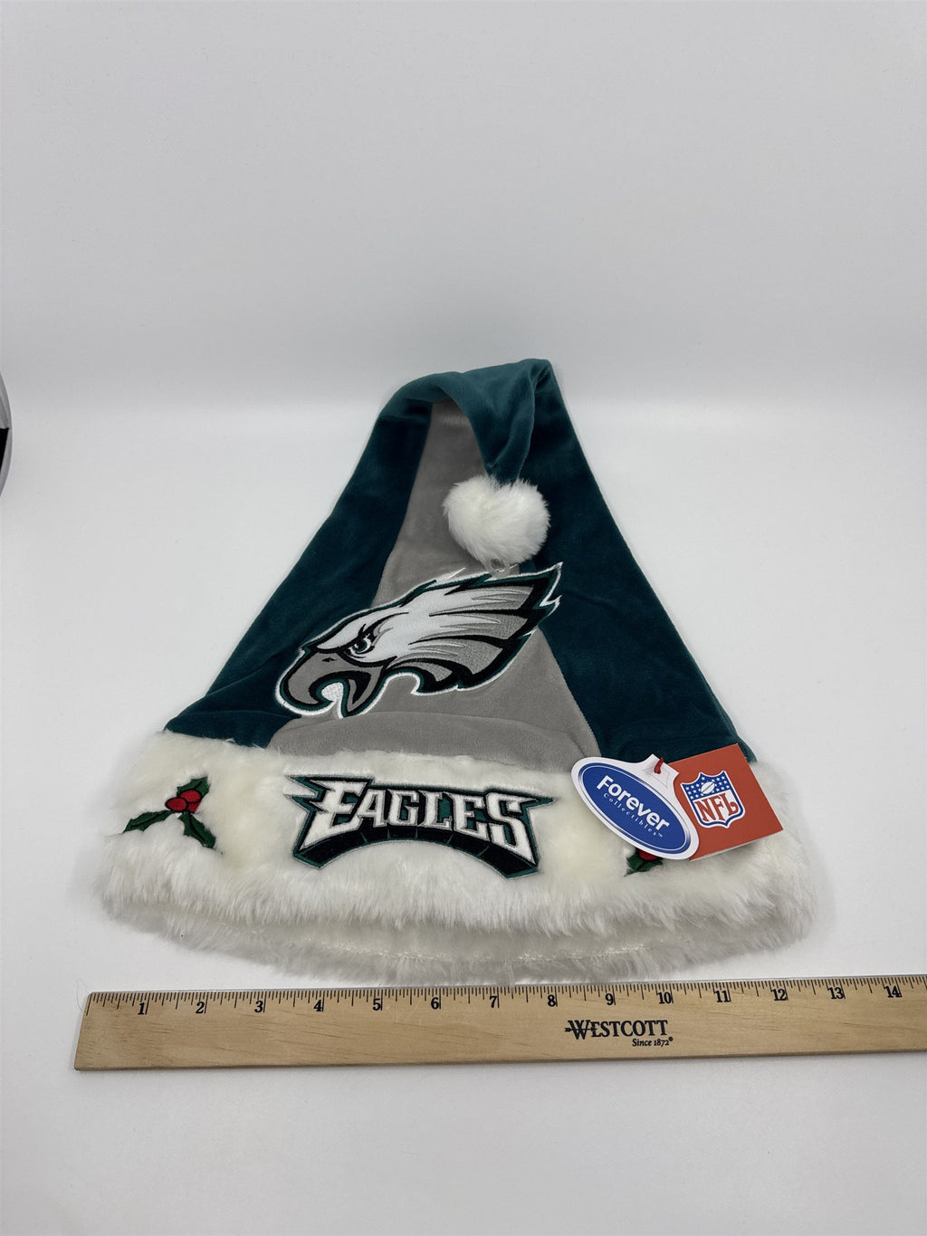 Philadelphia Eagles NFL Green And Grey Plush Christmas Stocking And Hat Set