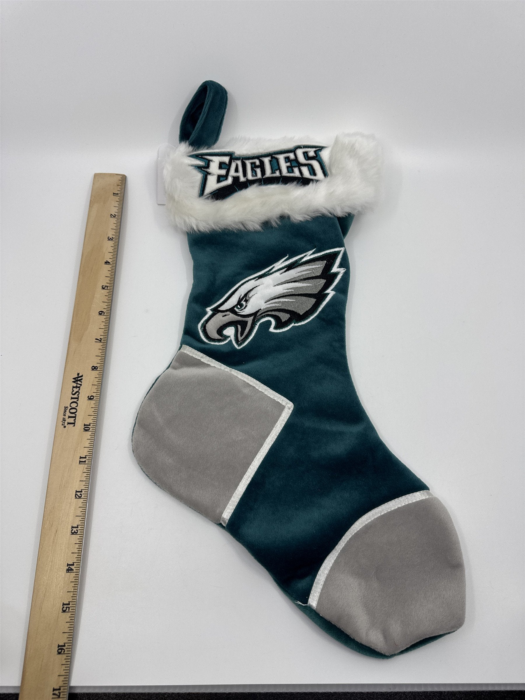 Philadelphia Eagles NFL Green And Grey Plush Christmas Stocking And Hat Set