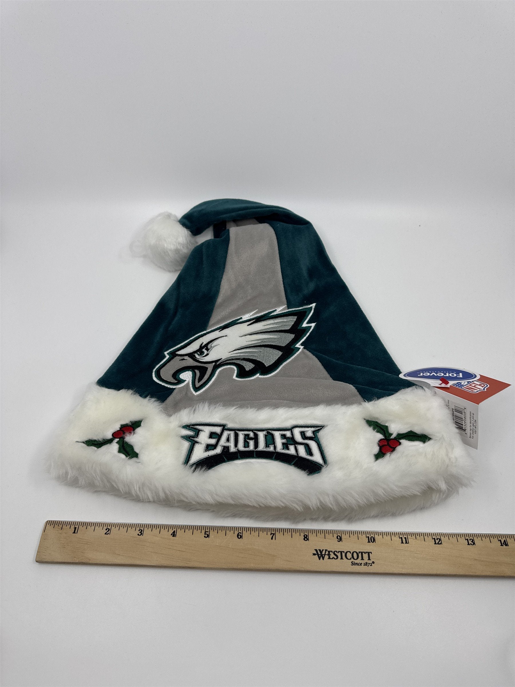 Philadelphia Eagles NFL Green And Grey Plush Christmas Stocking And Hat Set