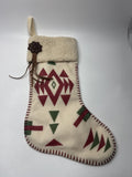 Vintage Southwestern Style Design Christmas Stocking Leather Metal Adornments