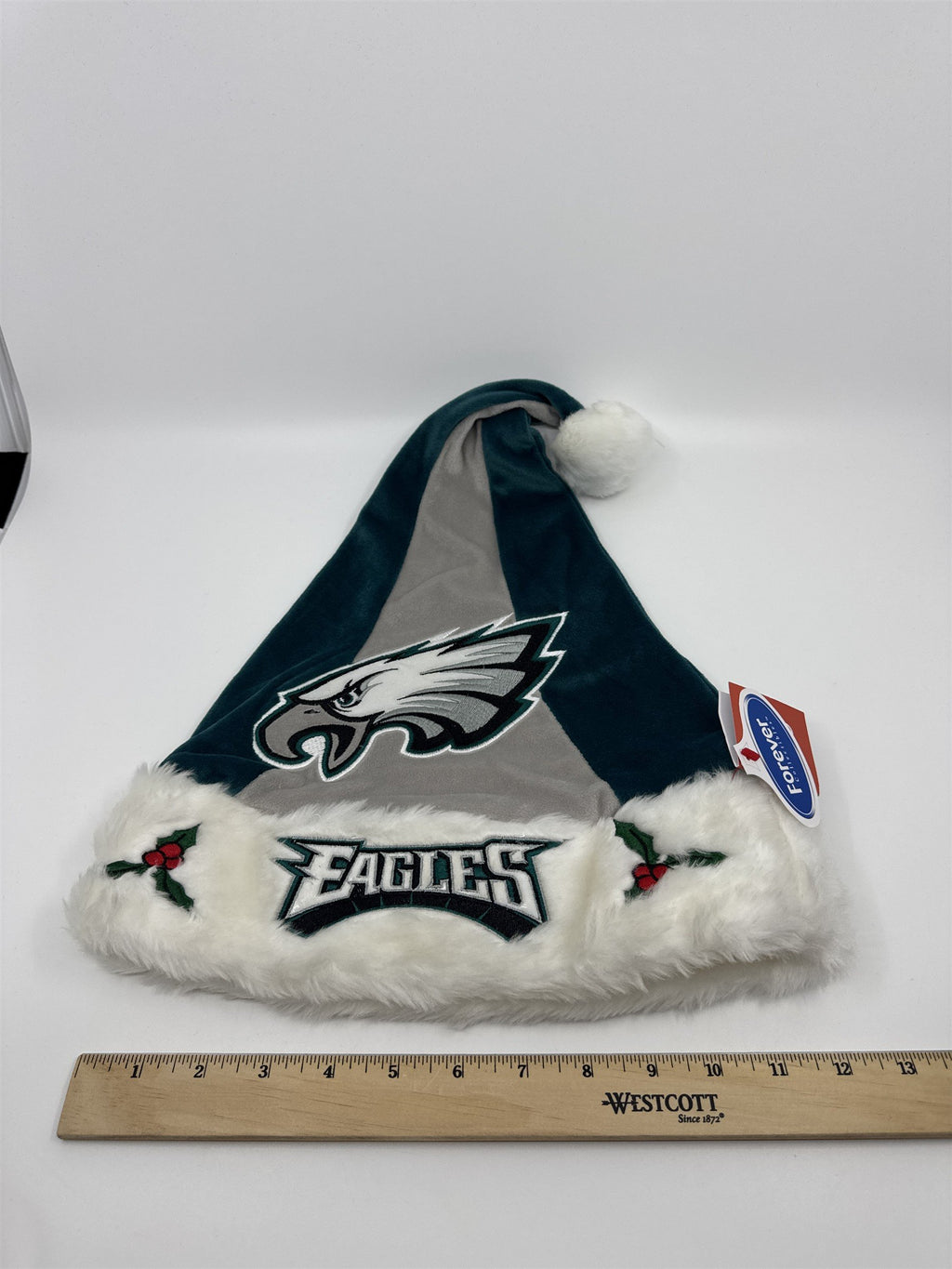 Philadelphia Eagles NFL Green And Grey Plush Christmas Stocking And Hat Set