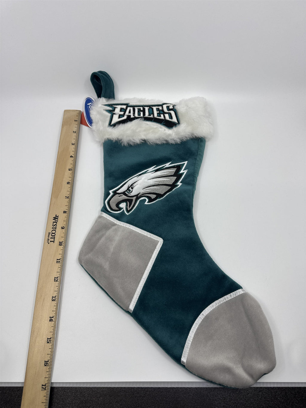 Philadelphia Eagles NFL Green And Grey Plush Christmas Stocking And Hat Set