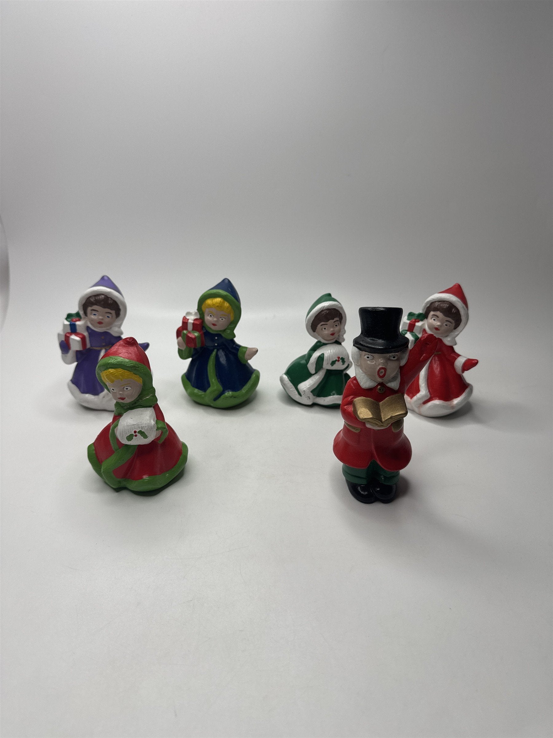 Set of 6 Vintage Hand Painted Christmas Caroler Figurines Set Holiday Decor