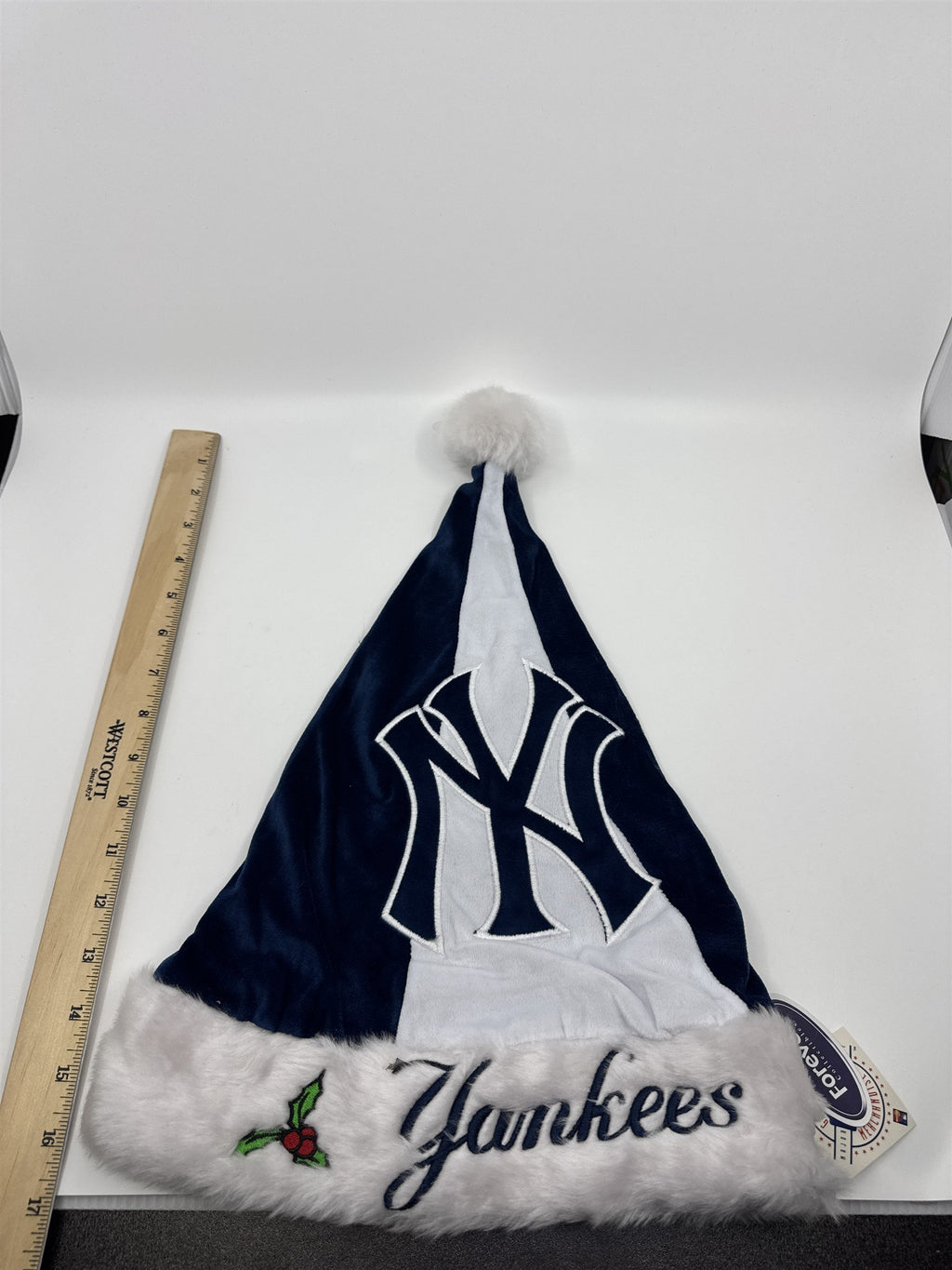 New York Yankees MLB Blue And Grey Plush Christmas Stocking And Hat Set