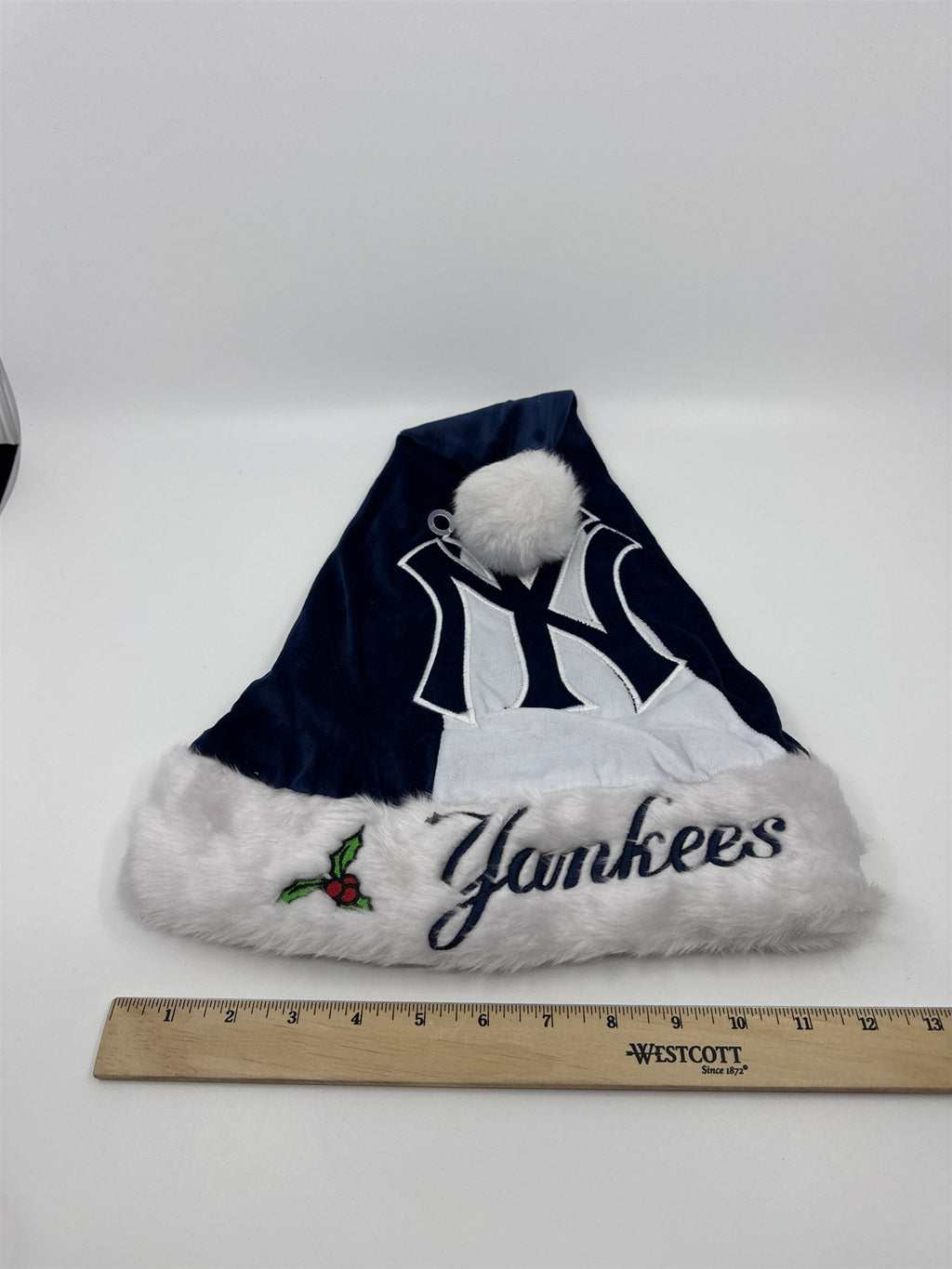 New York Yankees MLB Blue And Grey Plush Christmas Stocking And Hat Set
