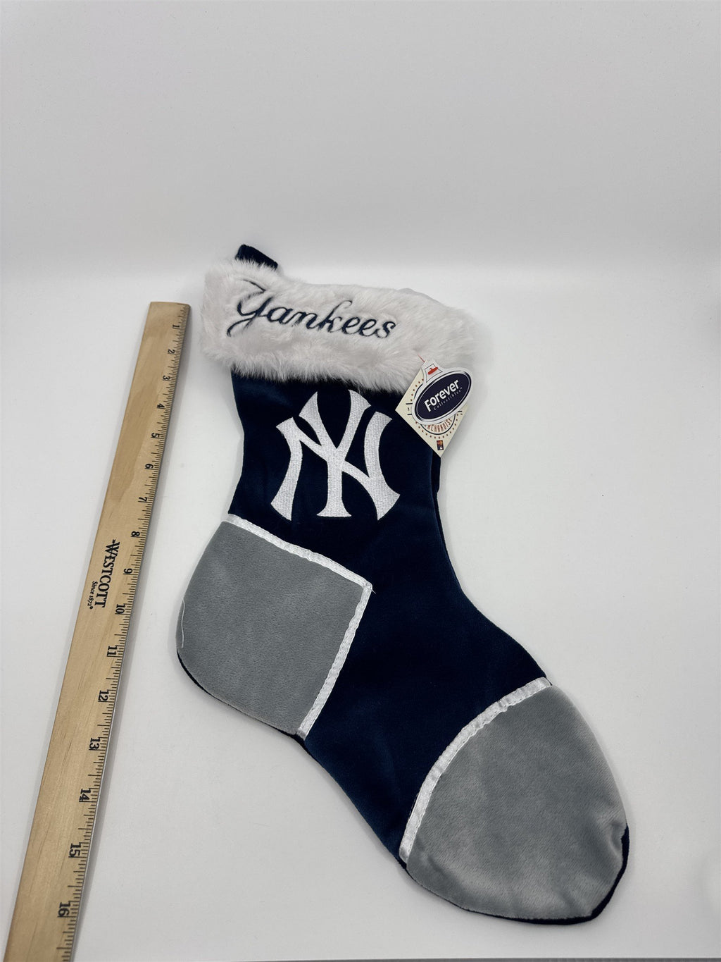 New York Yankees MLB Blue And Grey Plush Christmas Stocking And Hat Set