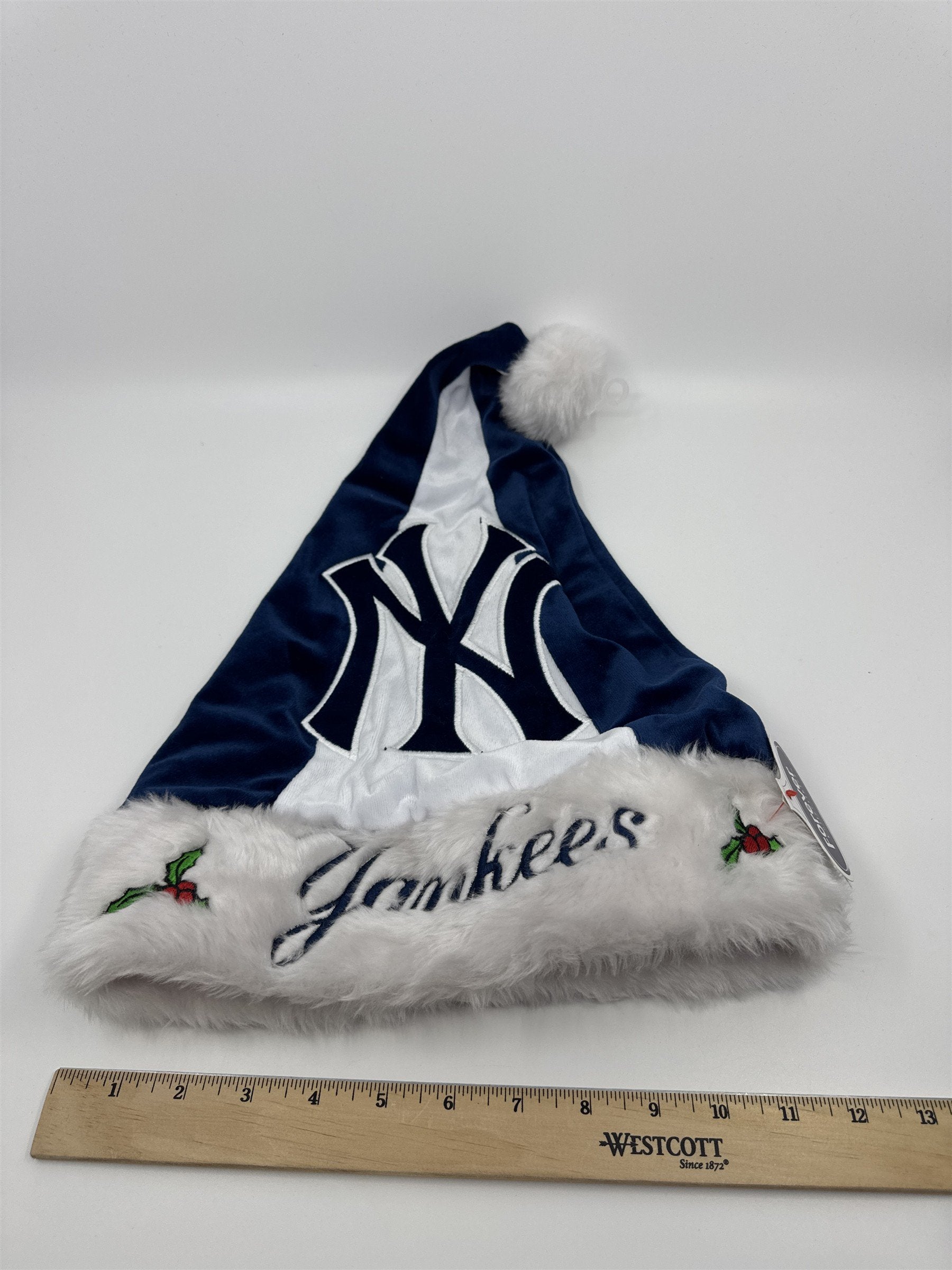 New York Yankees MLB Blue And Grey Plush Christmas Stocking And Hat Set