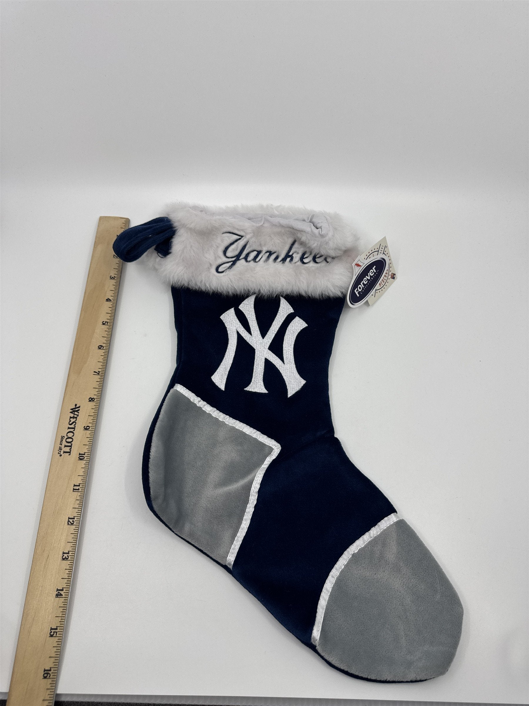 New York Yankees MLB Blue And Grey Plush Christmas Stocking And Hat Set