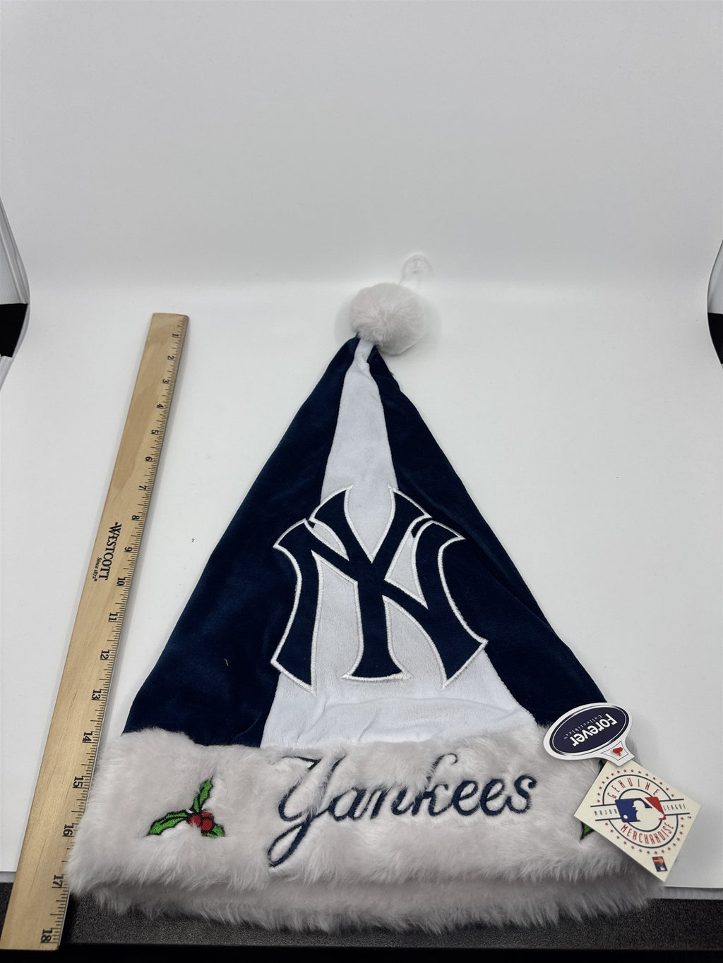New York Yankees MLB Blue And Grey Plush Christmas Stocking And Hat Set