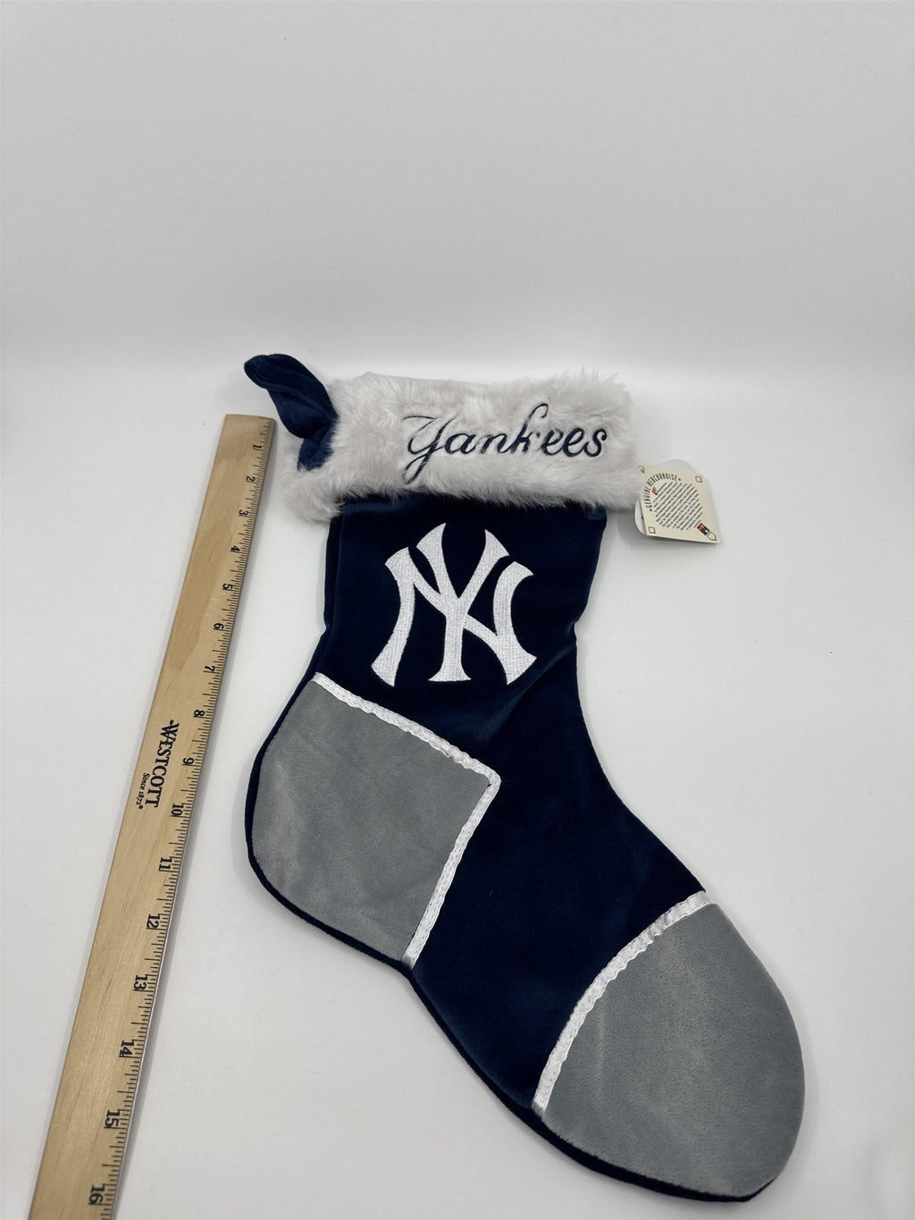 New York Yankees MLB Blue And Grey Plush Christmas Stocking And Hat Set