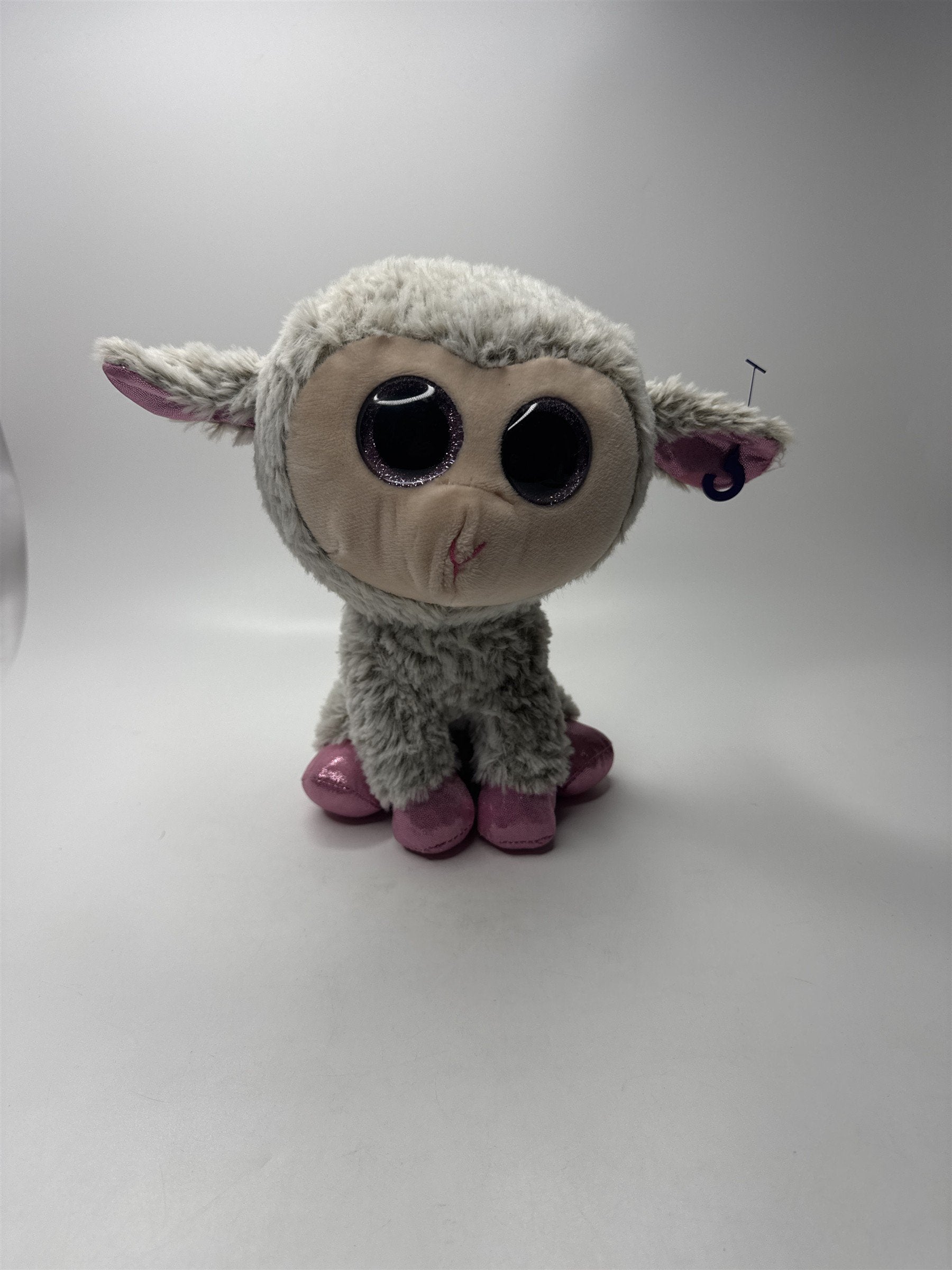 Ty Dixie the Lamb Beanie Boos 9" Sheep Gray Pink Glitter Eyes