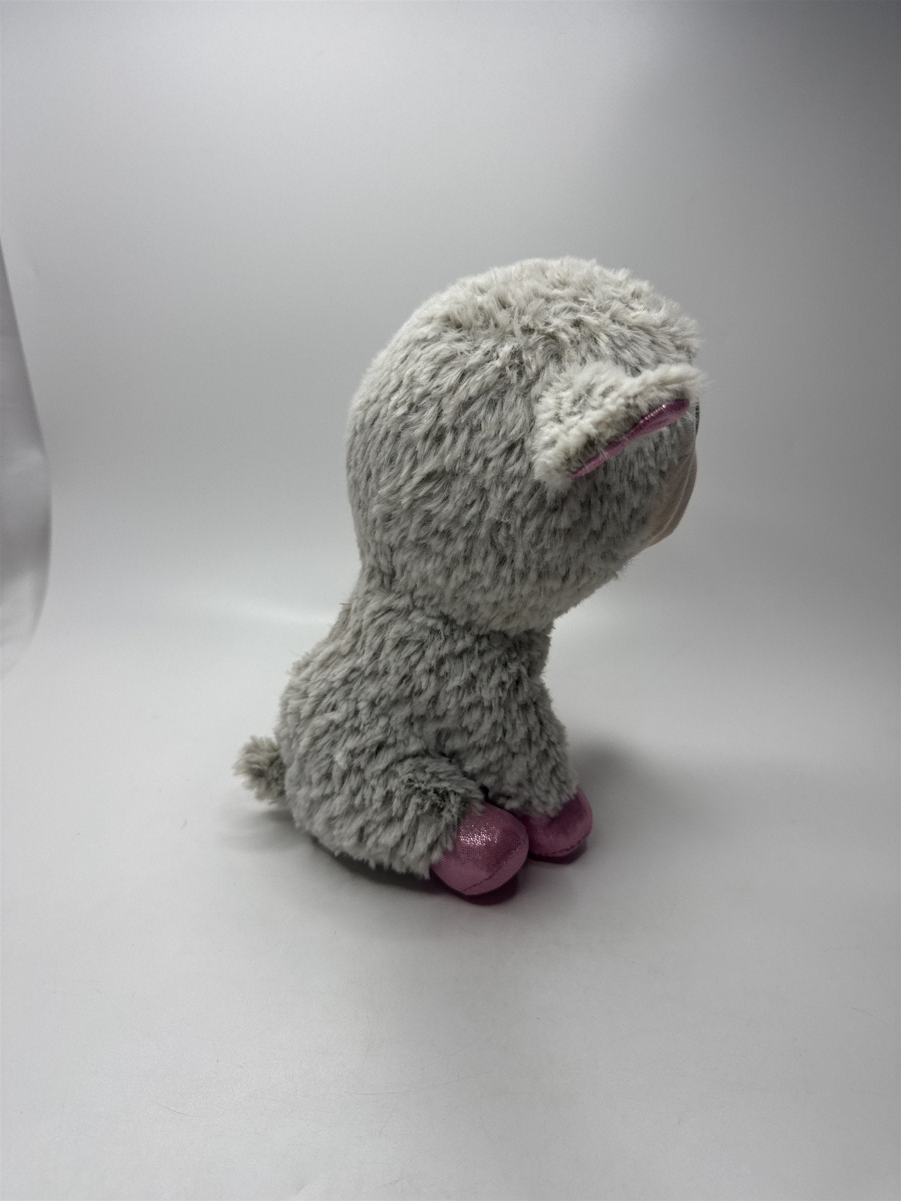 Ty Dixie the Lamb Beanie Boos 9" Sheep Gray Pink Glitter Eyes