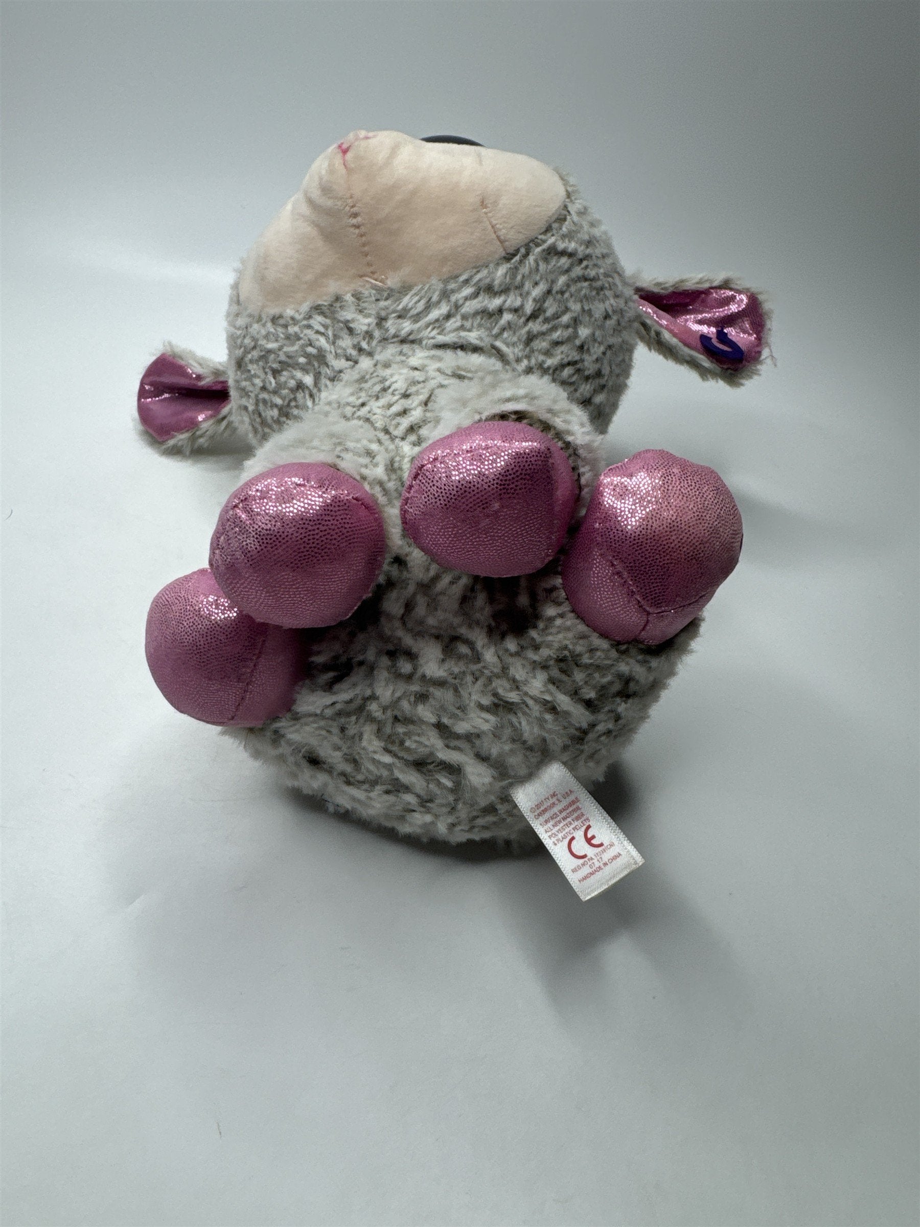 Ty Dixie the Lamb Beanie Boos 9" Sheep Gray Pink Glitter Eyes