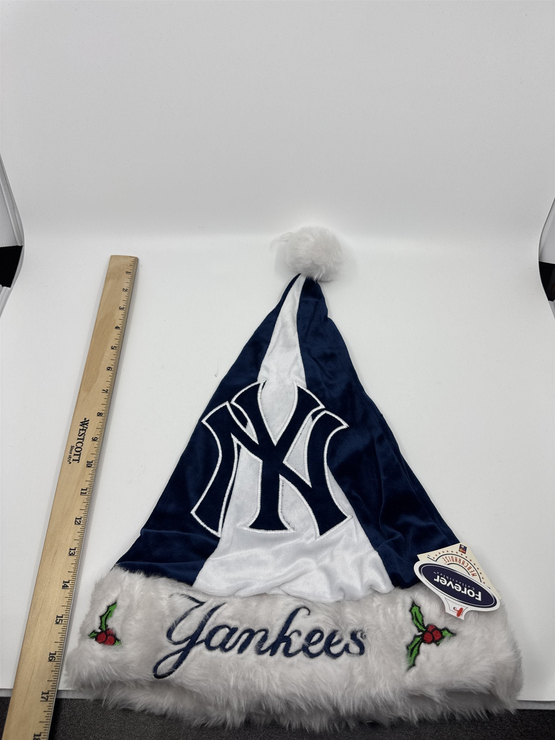 New York Yankees MLB Blue And Grey Plush Christmas Stocking And Hat Set