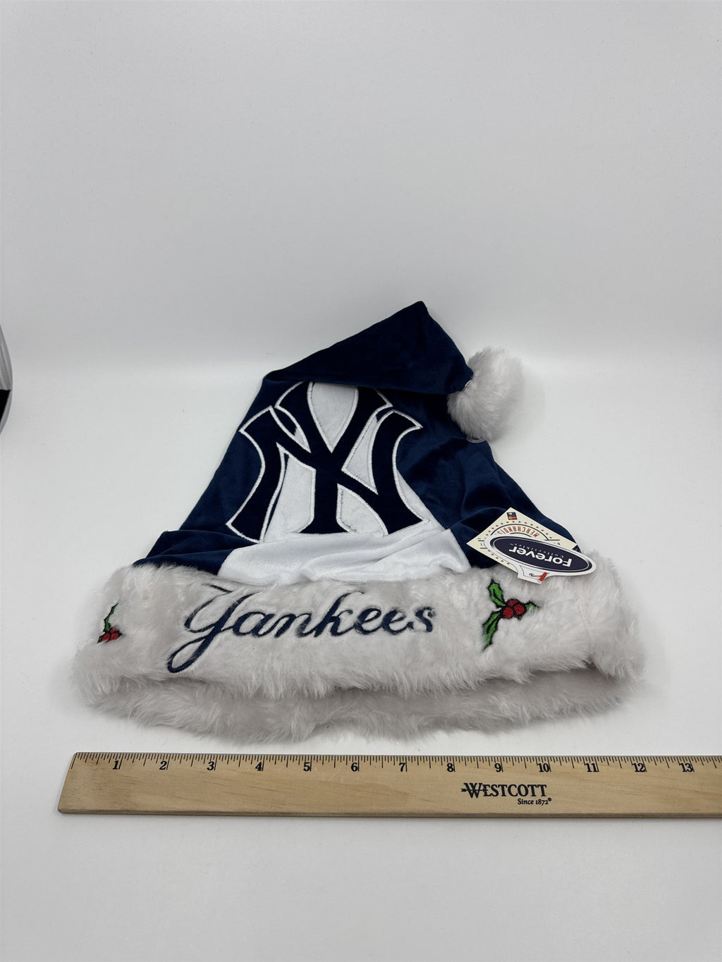New York Yankees MLB Blue And Grey Plush Christmas Stocking And Hat Set