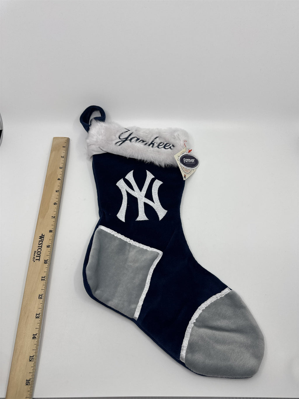 New York Yankees MLB Blue And Grey Plush Christmas Stocking And Hat Set